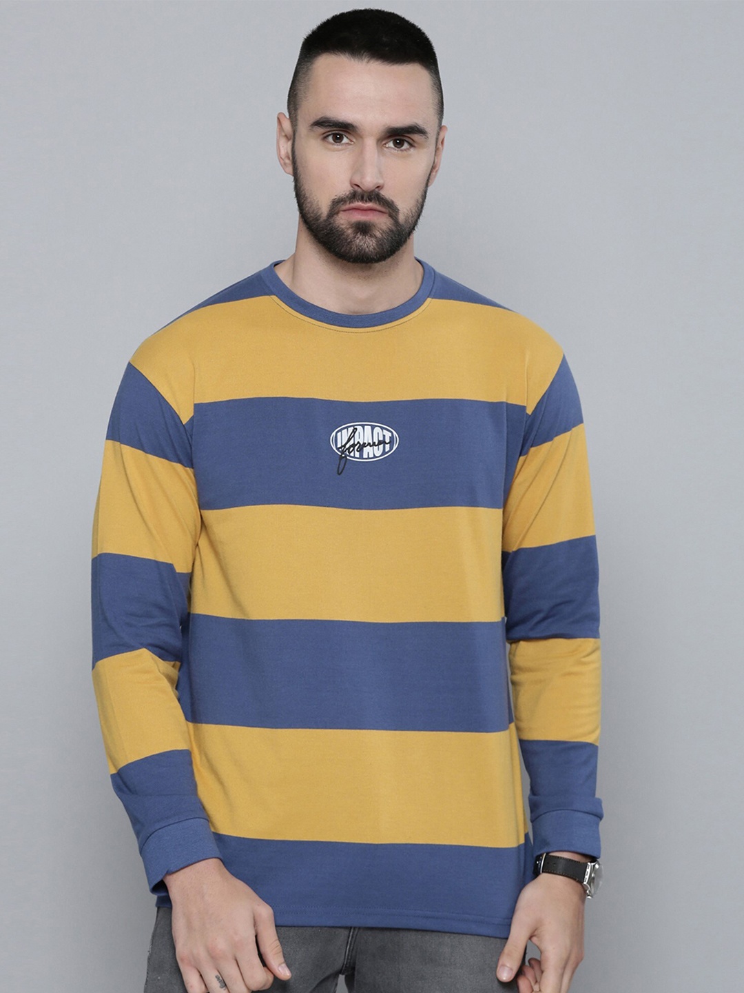 

Maniac Striped Oversized Cotton T-shirt, Mustard