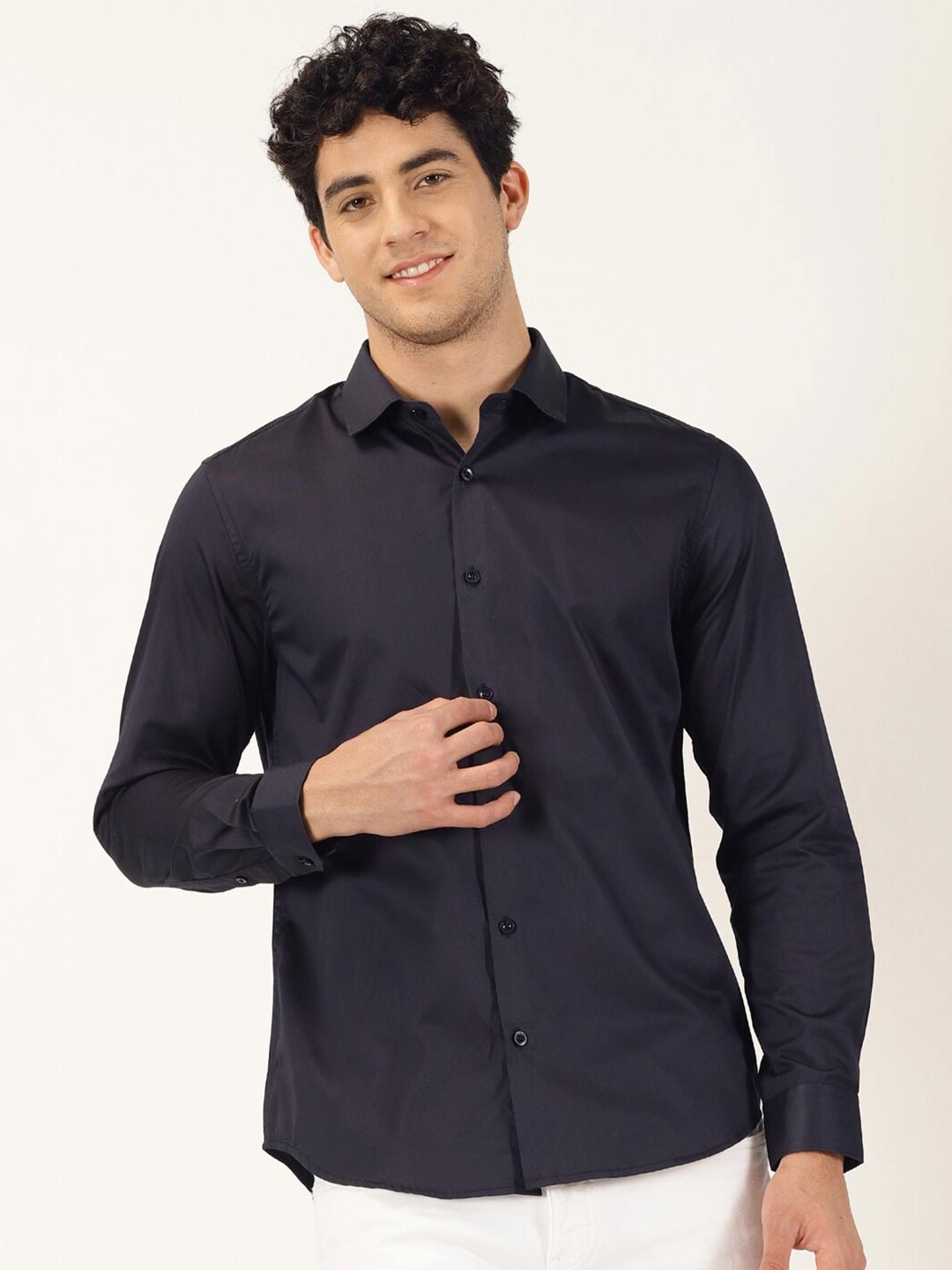 

Mast & Harbour Classic Slim Fit Formal Shirt, Navy blue