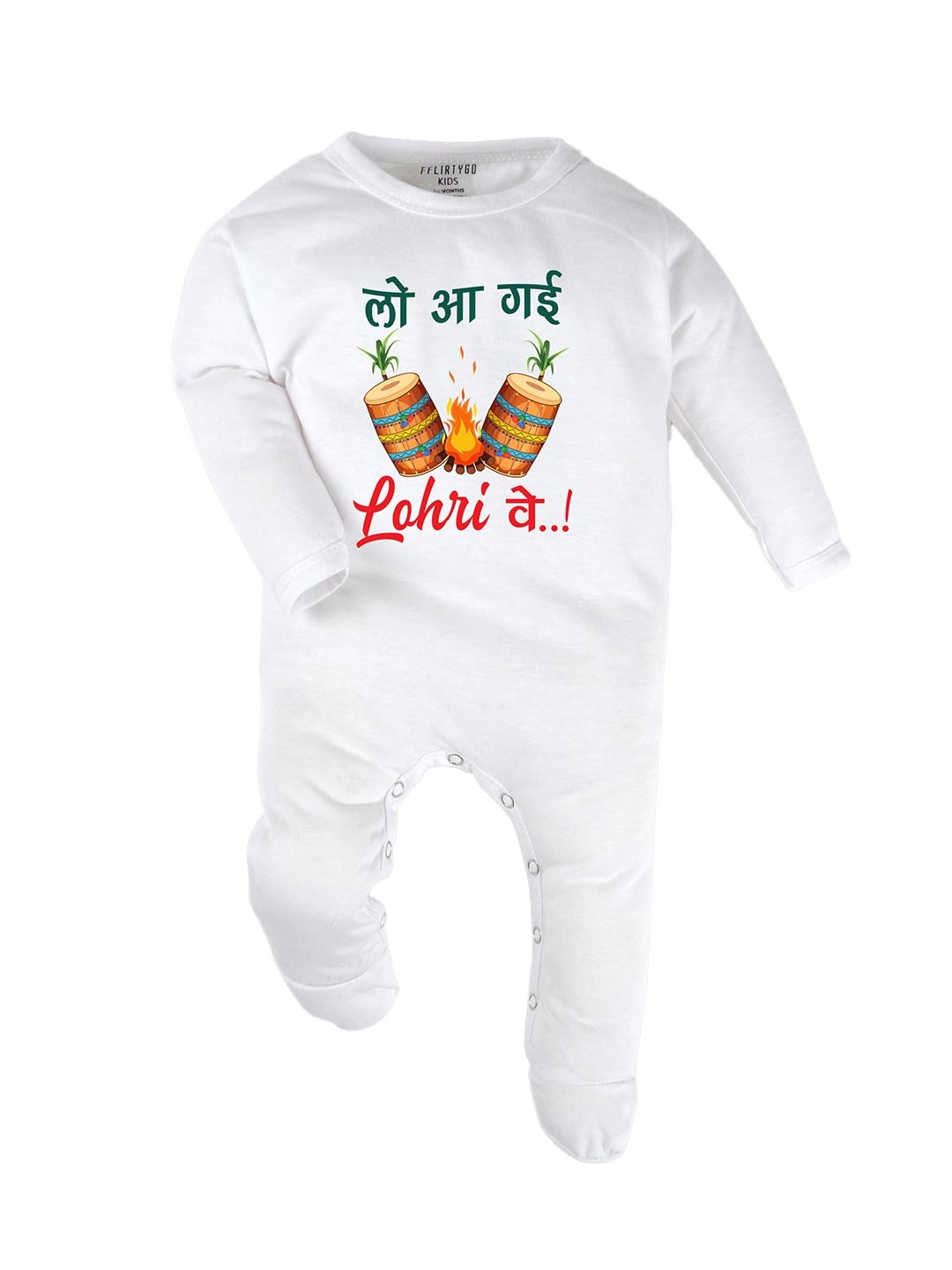 

FFLIRTYGO Infants Typography Printed Pure Cotton Sleepsuit, White