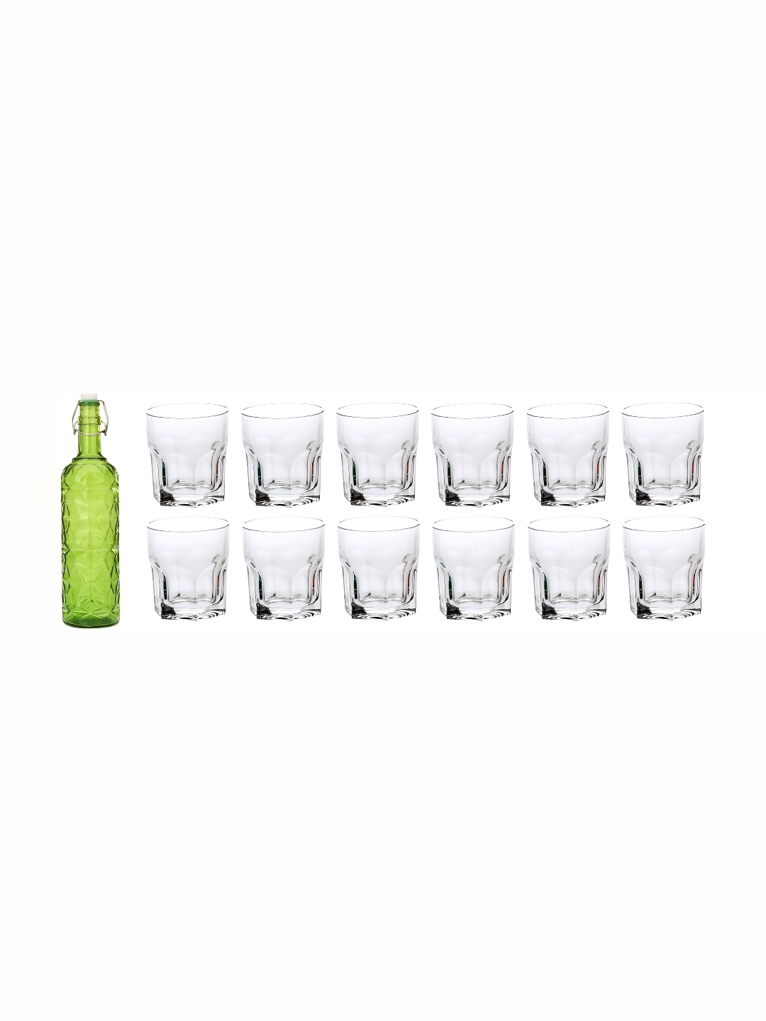 

Afast Green & Transparent 13 Pcs Glasses & Bottle
