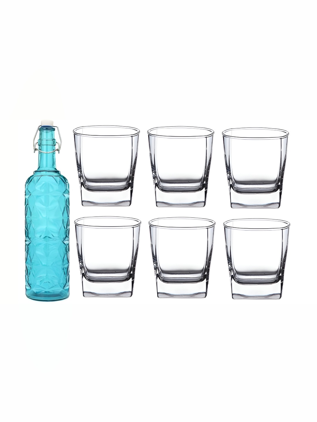 

Afast Blue Transparent 7 Pieces Water Bottle With Glasses Set