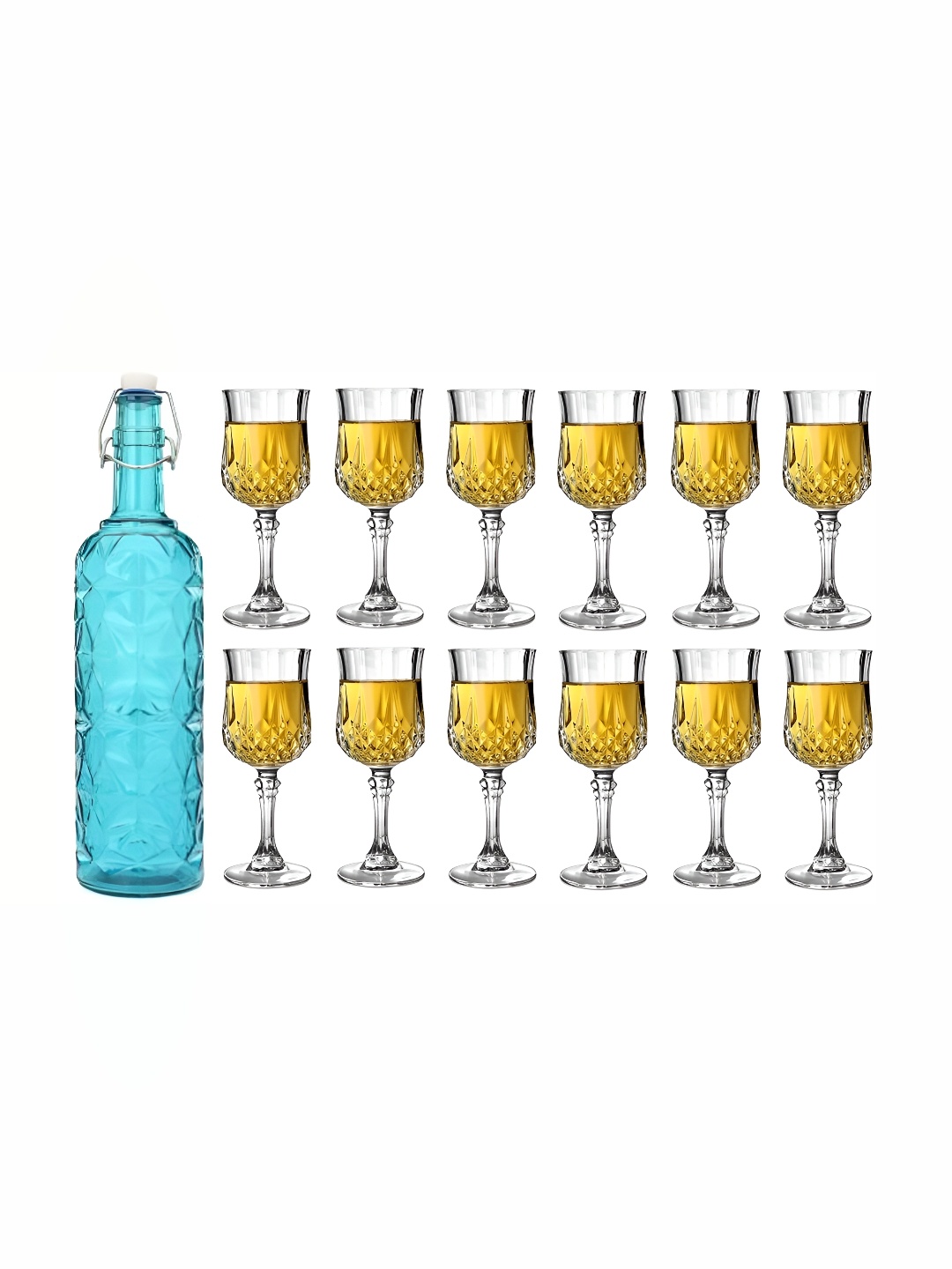 

Afast Blue Transparent 13 Pieces Water Bottle With Glasses Set