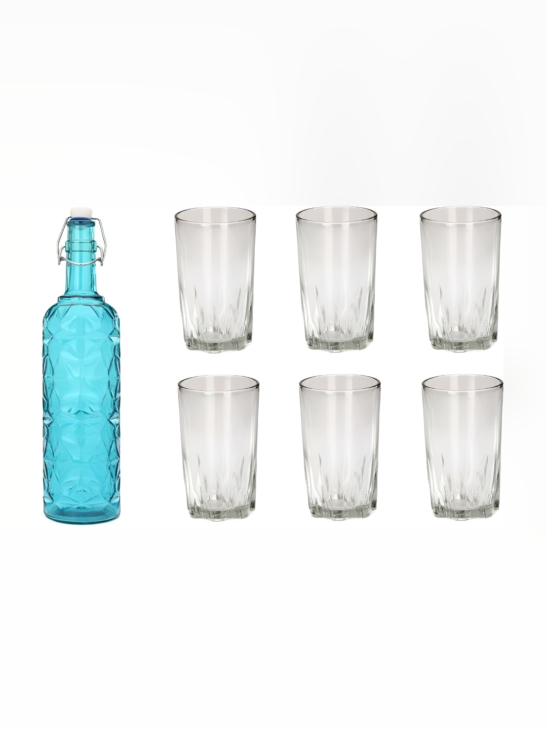 

Afast Blue Transparent 7 Pieces Water Bottle With Glasses Set