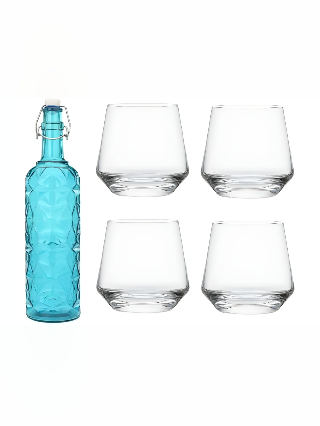 

Afast Blue Transparent 5 Pieces Water Bottle With Glasses Set