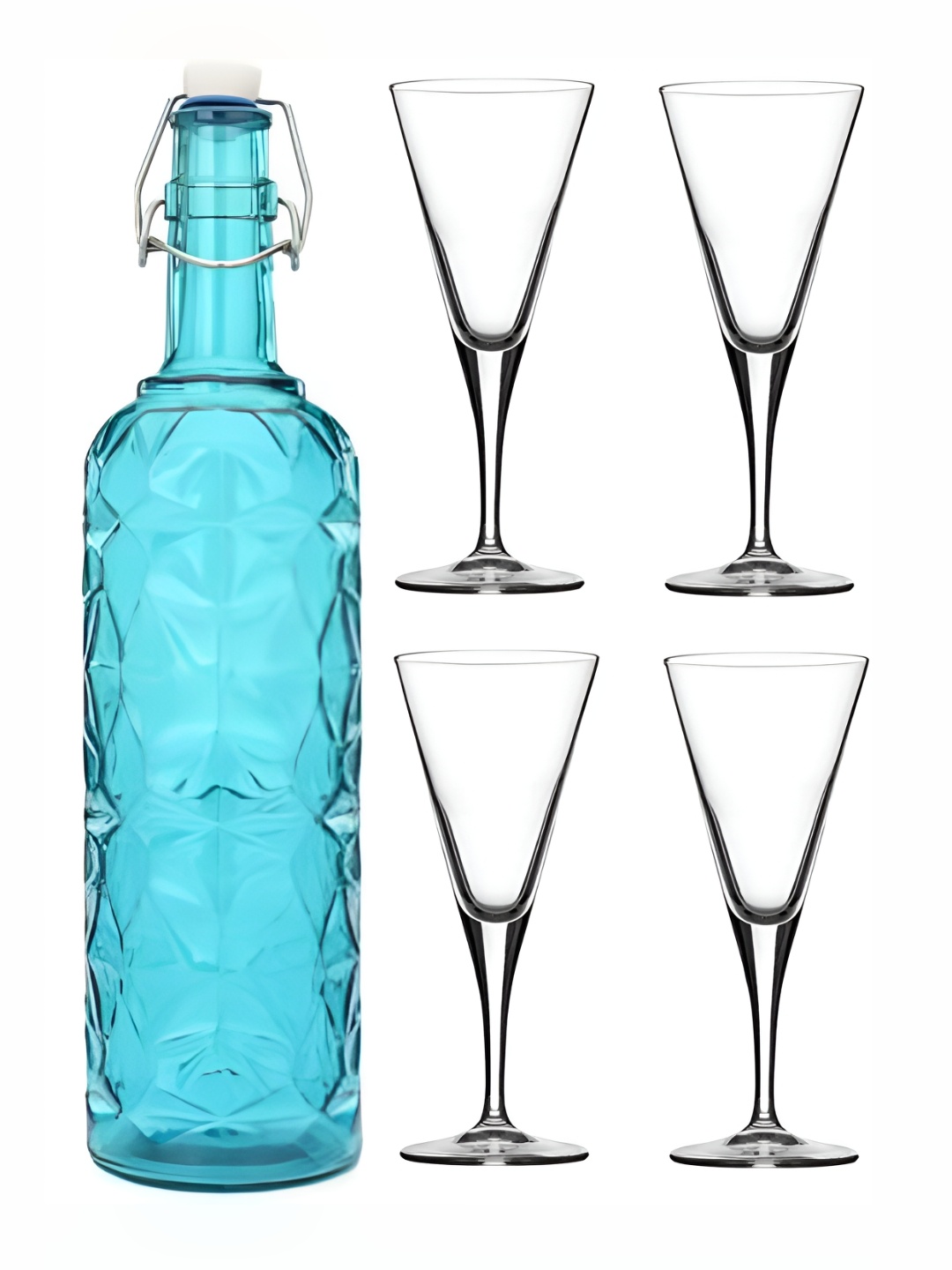 

Afast Blue Transparent 5 Pieces Water Bottle With Glasses Set