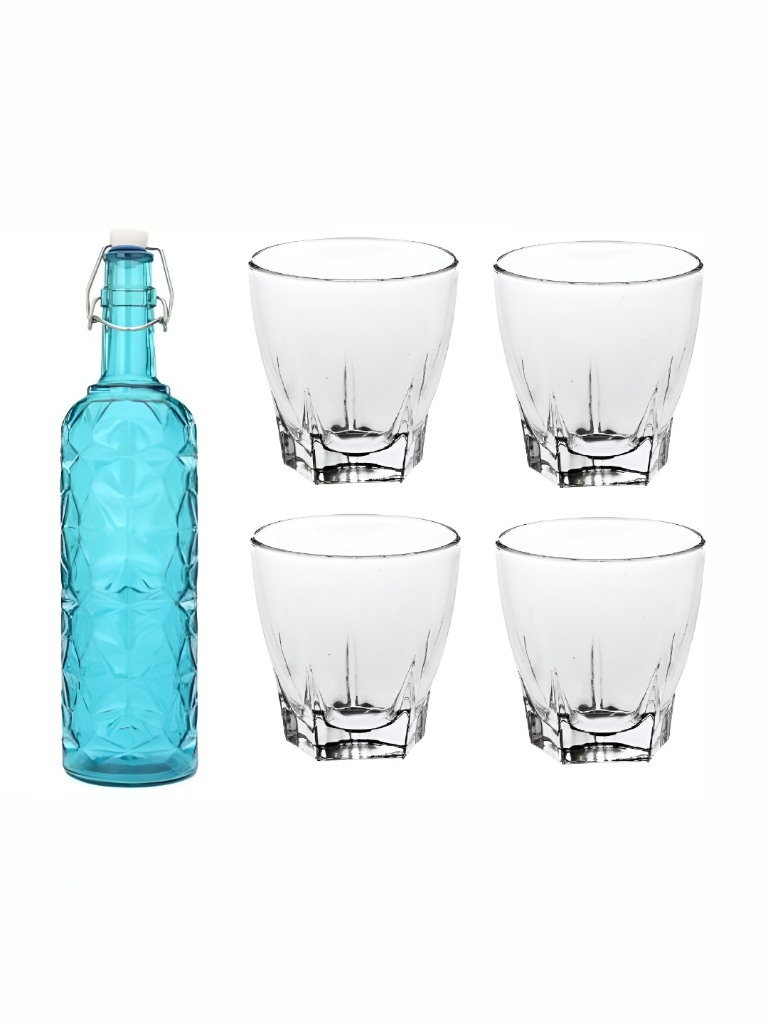 

Afast Blue Transparent 5 Pieces Water Bottle With Glasses Set