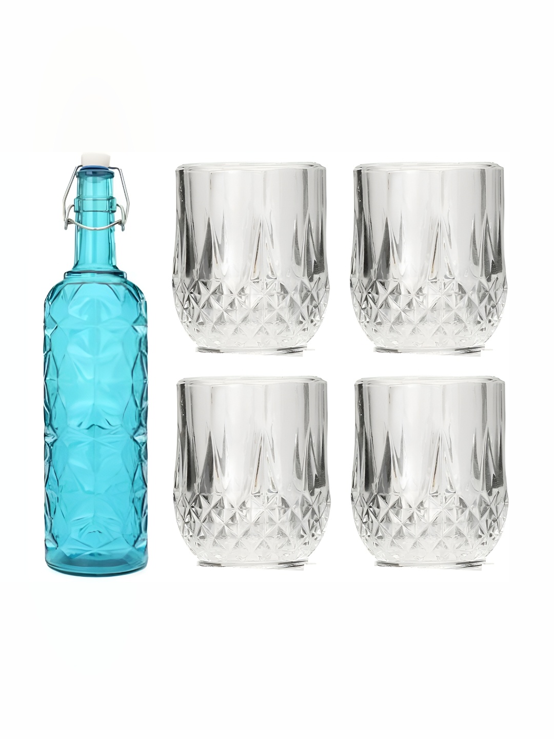 

Afast Blue & Transparent 5-Pcs Glass Glasses With Water Bottle Set