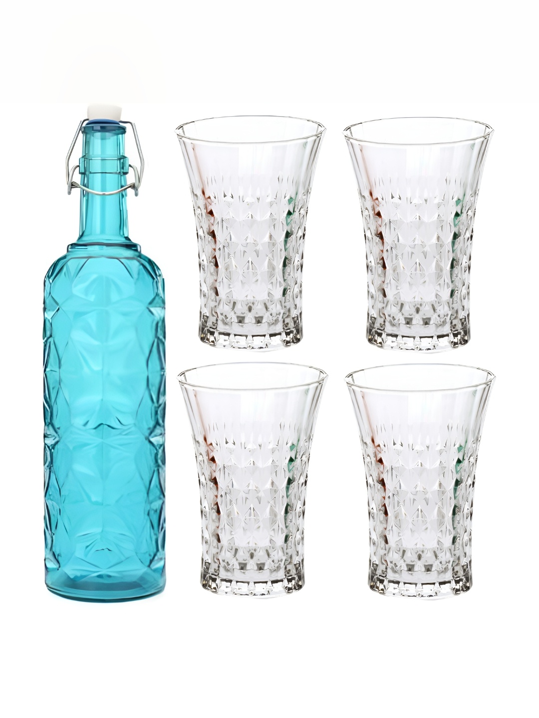 

Afast Blue & Transparent 5-Pcs Glass Glasses With Water Bottle Set