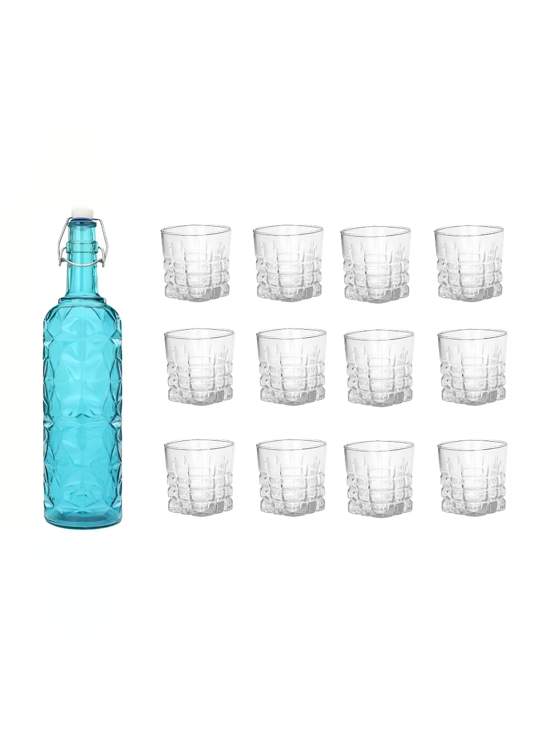 

Afast Blue & Transparent 13 Pieces Glasses With Water Bottle Set