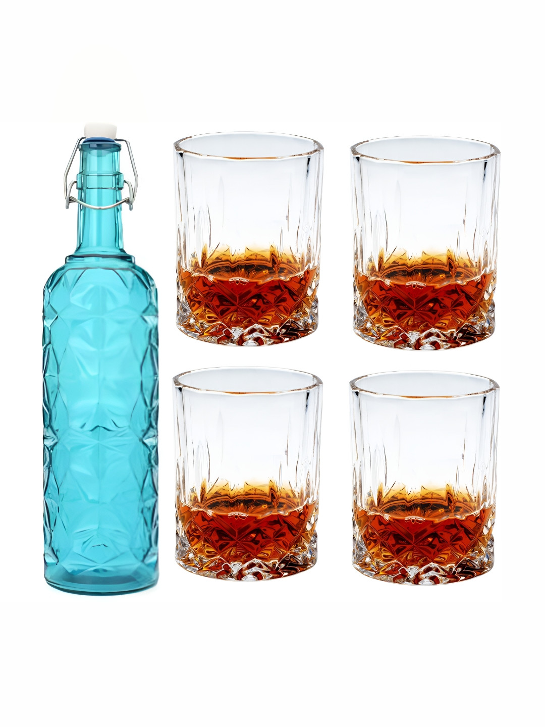 

Afast Blue & Transparent 5 Pieces Glasses With Water Bottle Set