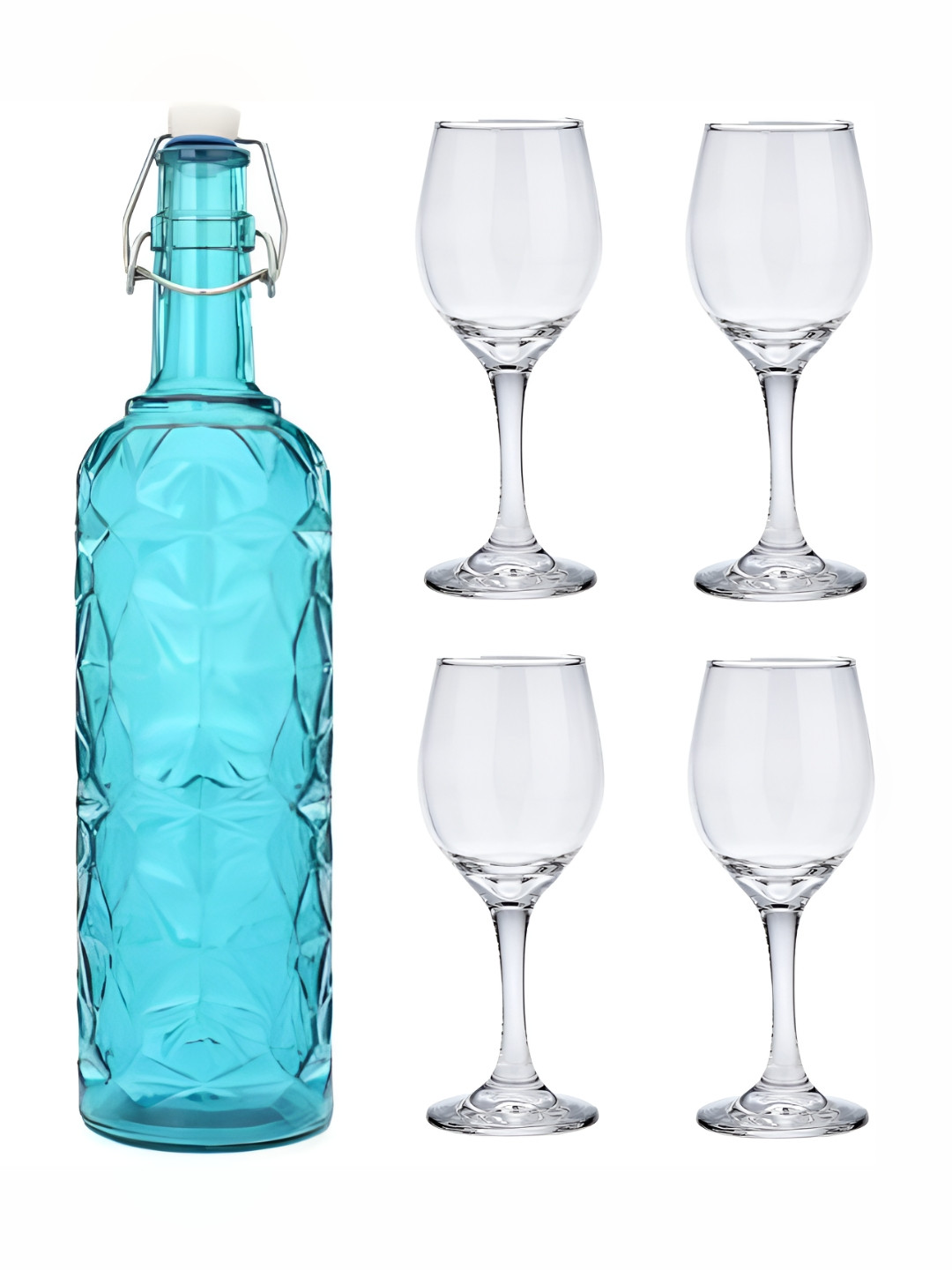 

Afast Blue & Transparent 5 Pieces Glasses With Water Bottle Set