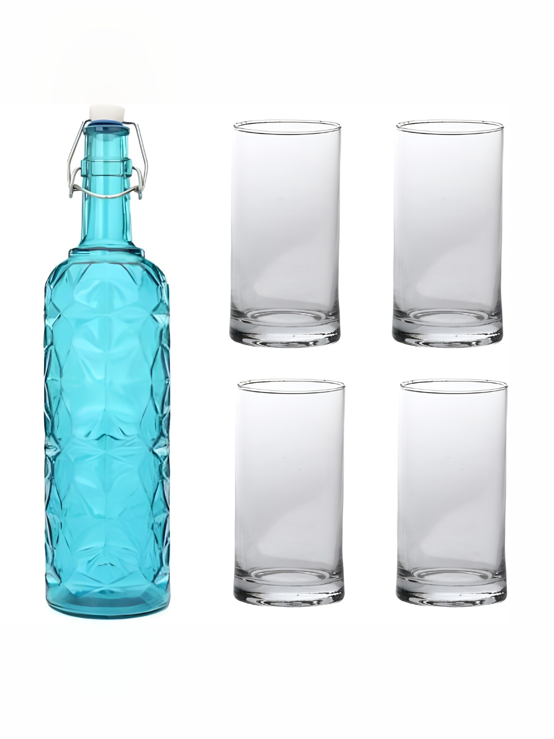 

Afast Blue & Transparent 5 Pieces Water Or Juice Glasses With Water Bottle