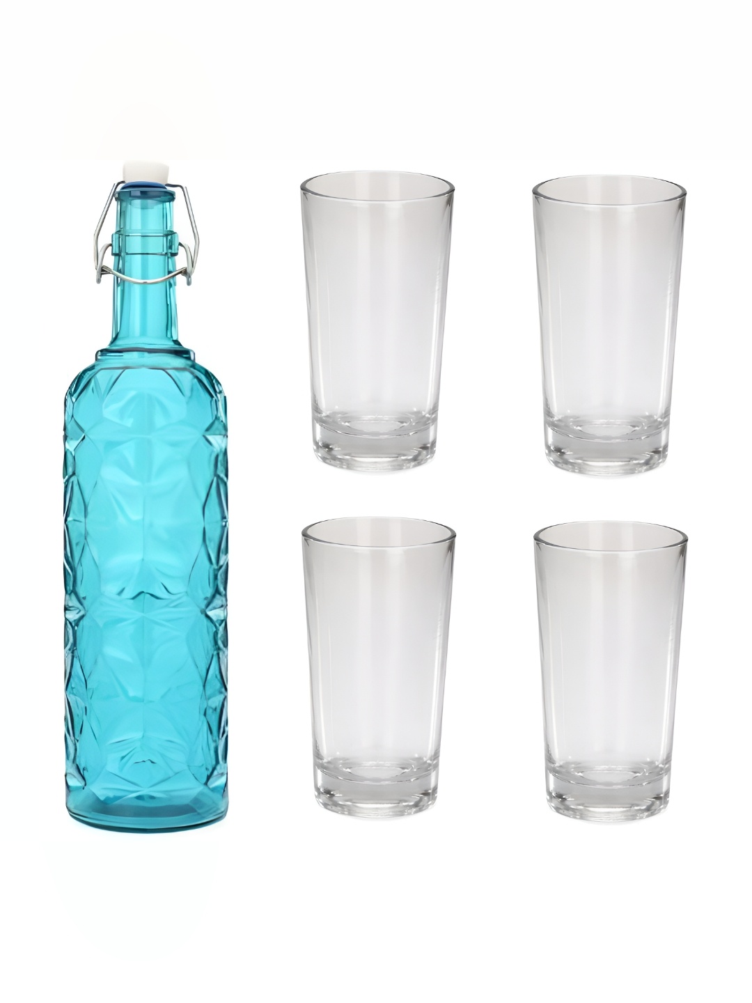 

Afast Blue & Transparent 5 Pieces Water Or Juice Glasses With Water Bottle