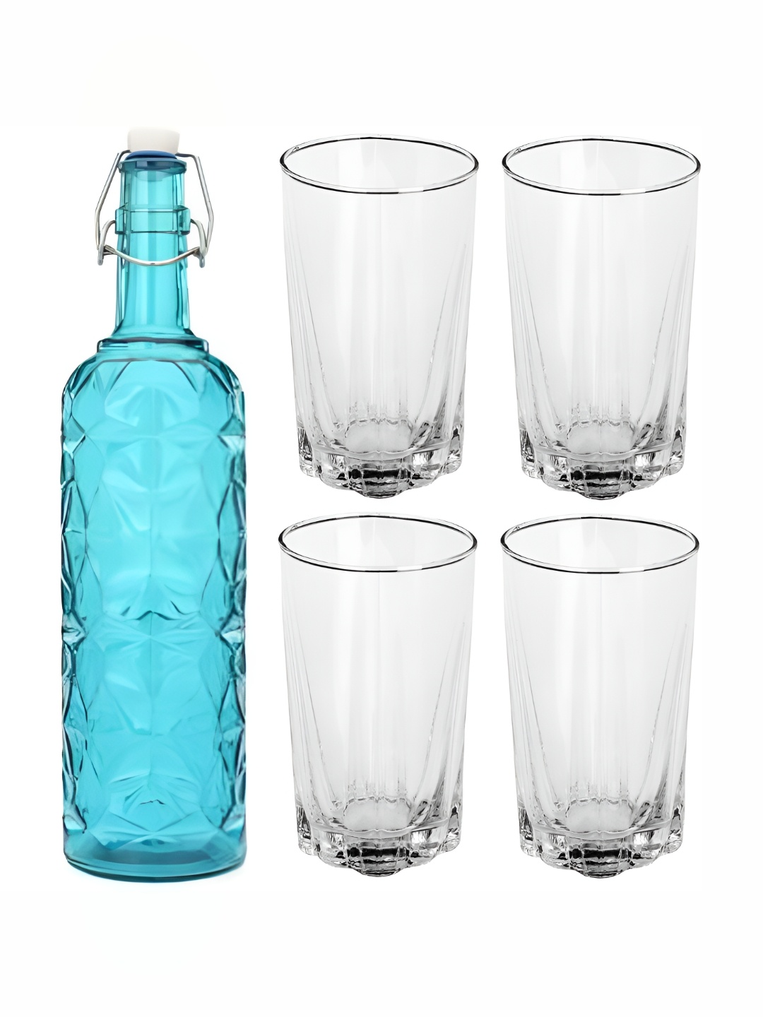 

Afast 5Pcs Blue & Transparent Glasses With Water Bottle Set