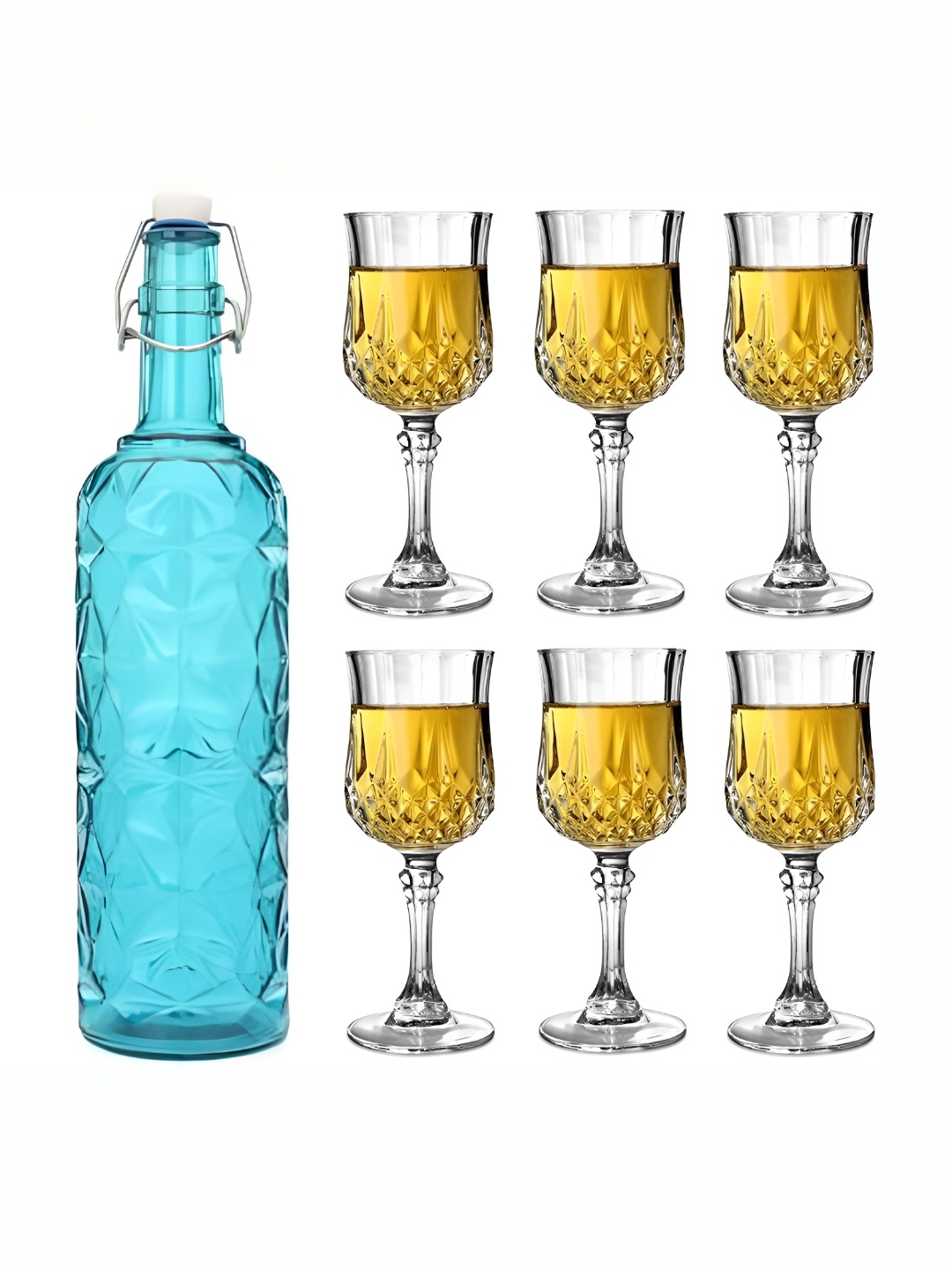 

Afast 7 Pieces Blue & Transparent Glasses With Water Bottle