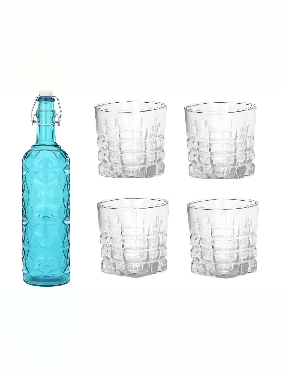 

Afast 5 Pieces Blue & Transparent Glasses & Bottle Set