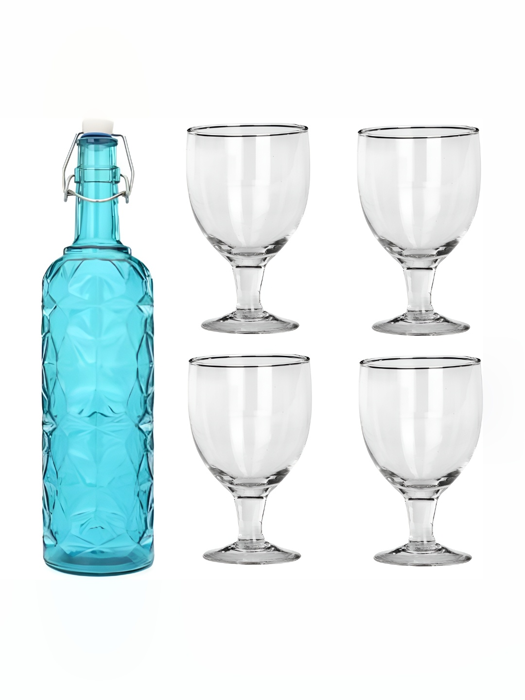 

Afast 5 Pieces Blue & Transparent Glasses With Water Bottle Set