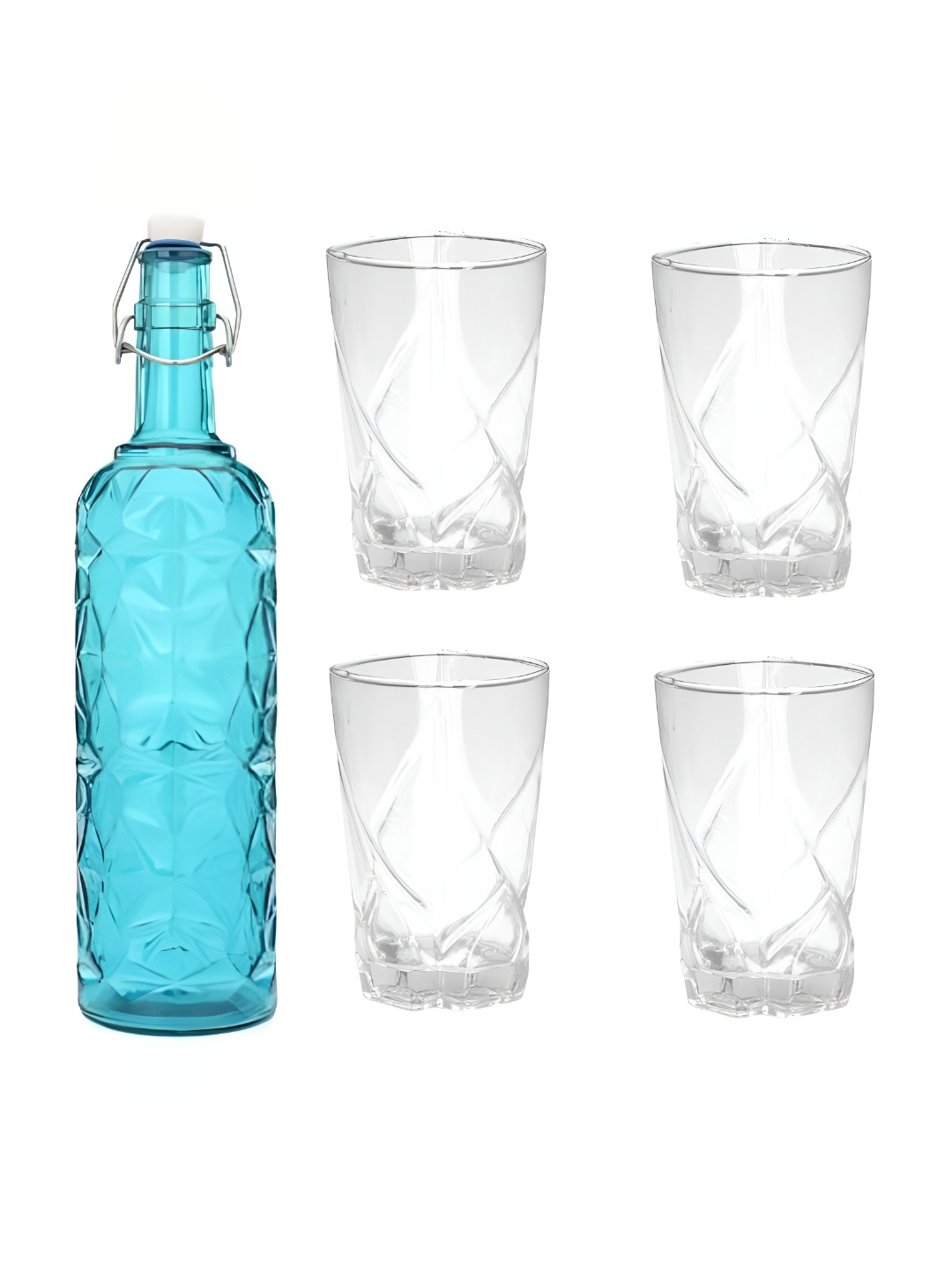 

Afast 5-Pcs Blue & Transparent Glasses With Water Bottle Set