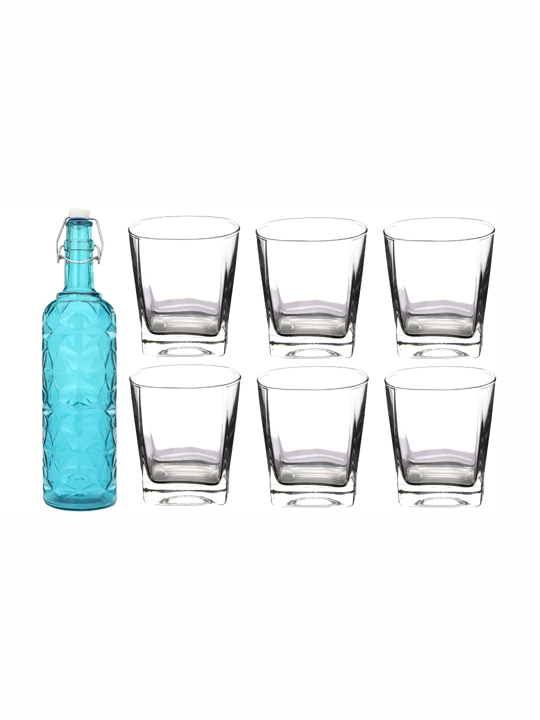 

Afast 7-Pcs Blue & Transparent Glasses With Water Bottle Set