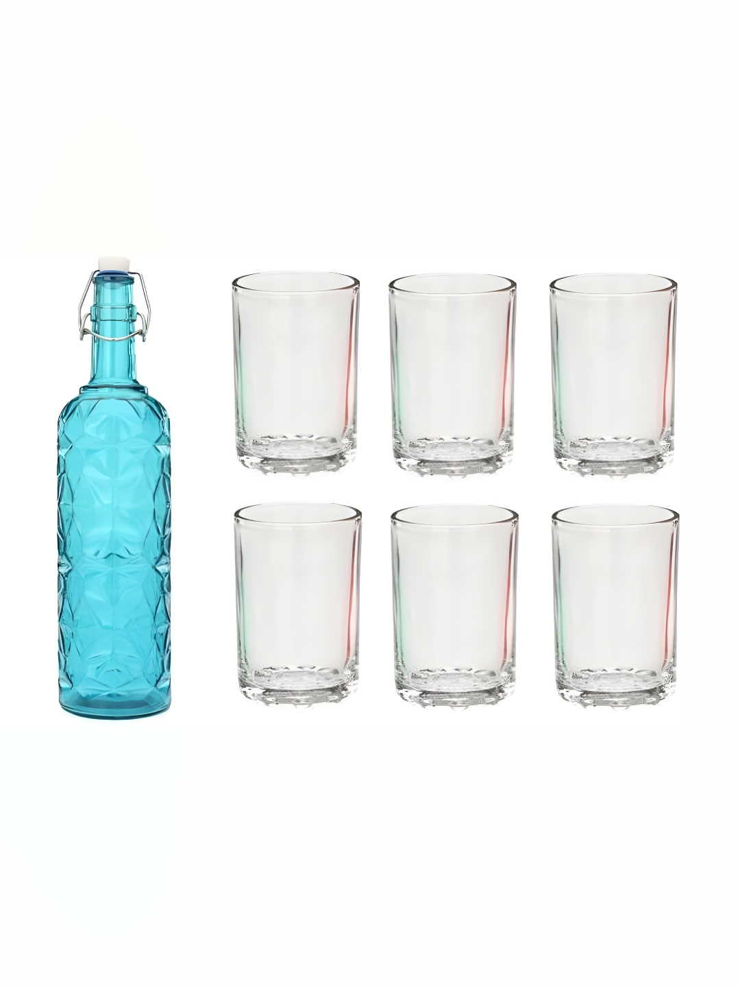 

Afast 7-Pcs Blue & Transparent Glasses With Water Bottle Set