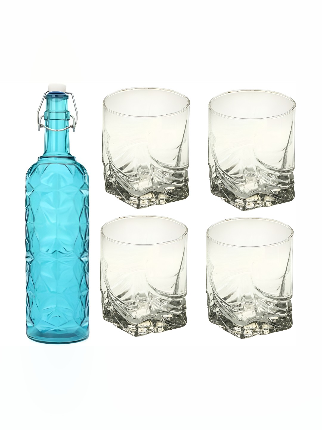 

Afast 5-Pcs Blue & Transparent Glasses With Water Bottle Set