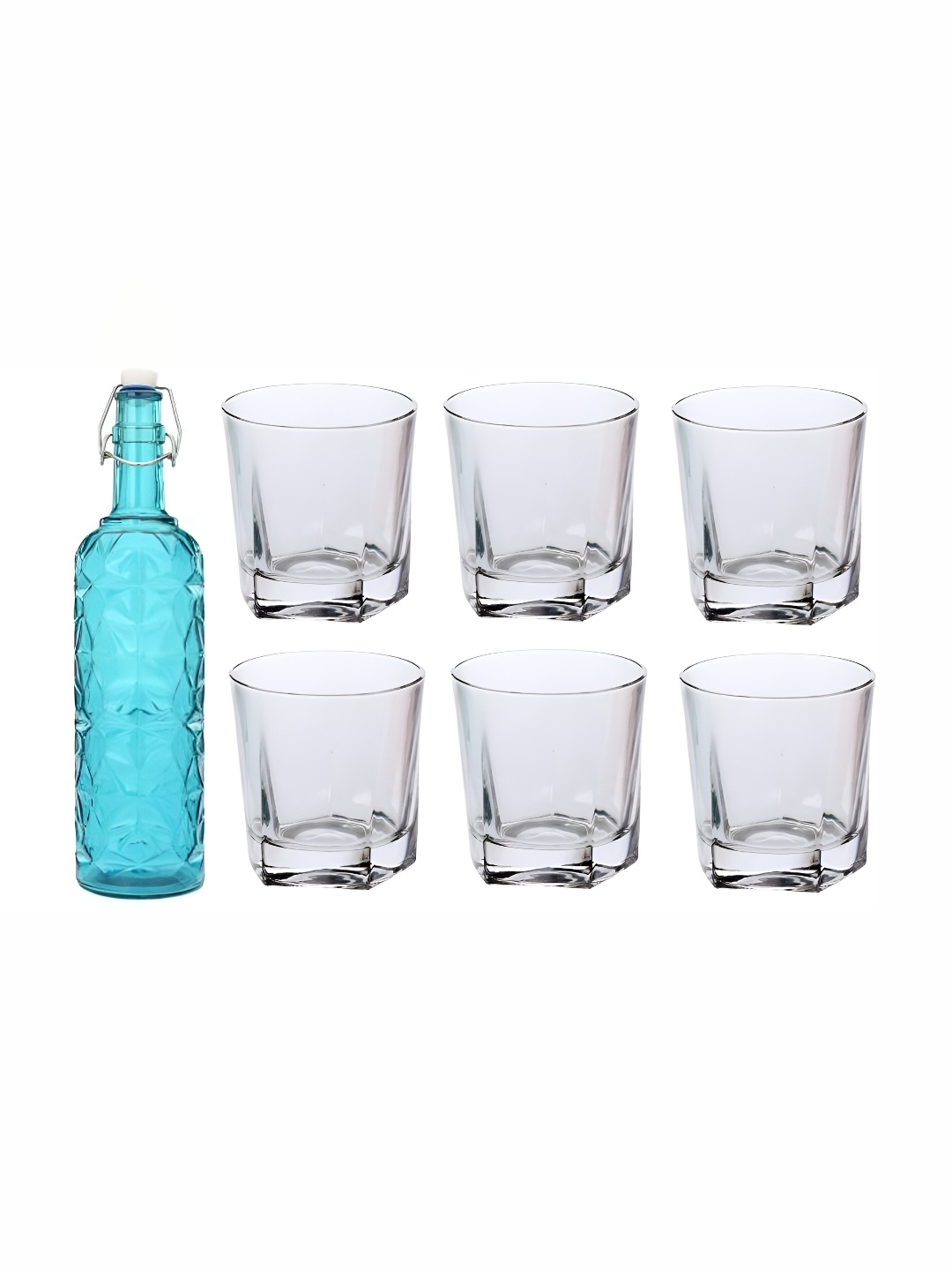 

Afast 7 Pcs Blue & Transparent Glasses & Bottle Set