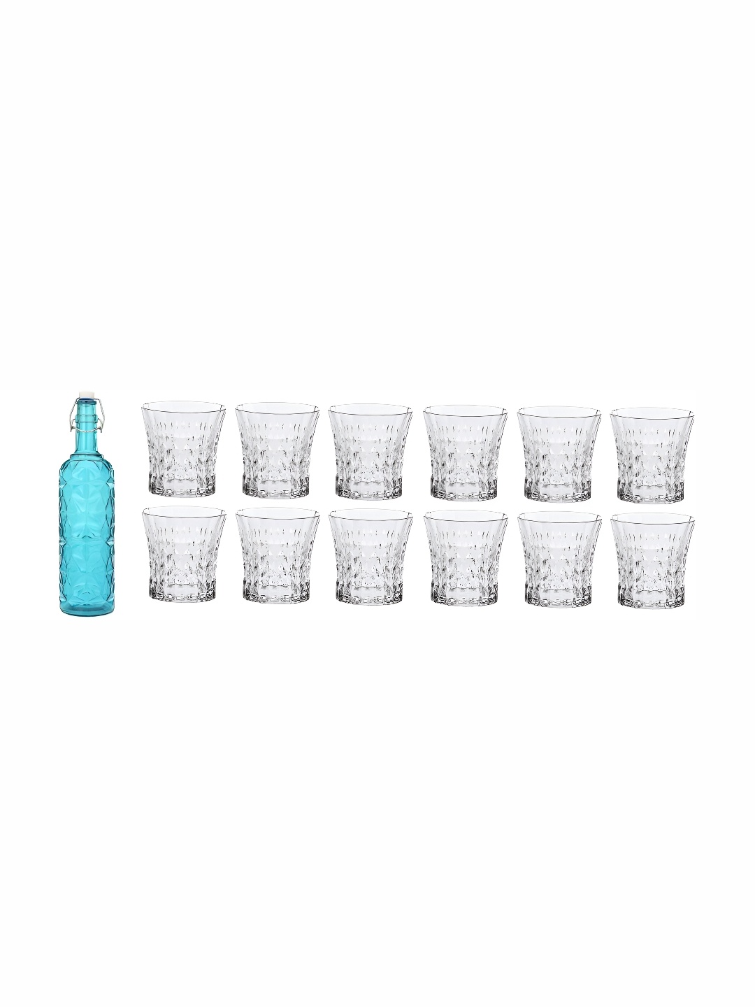 

Afast Blue & Transparent 13Pcs Glass Glasses With Water Bottle