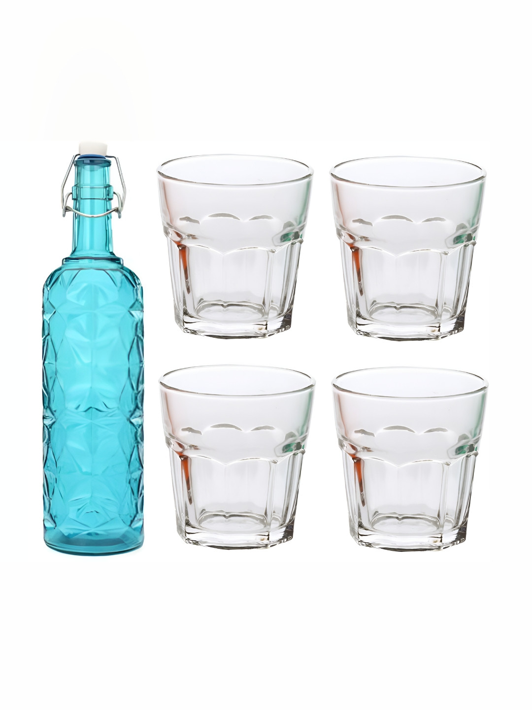 

Afast Blue & Transparent 5Pcs Glass Glasses With Water Bottle