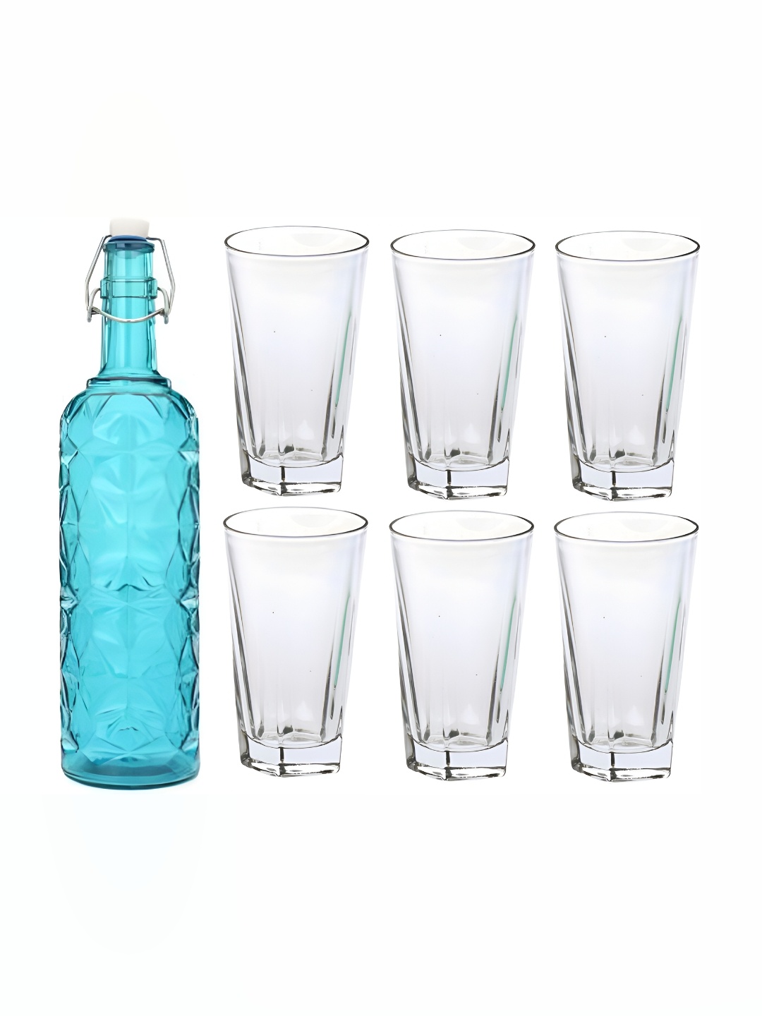 

Afast Blue & Transparent 7Pcs Glass Glasses With Water Bottle