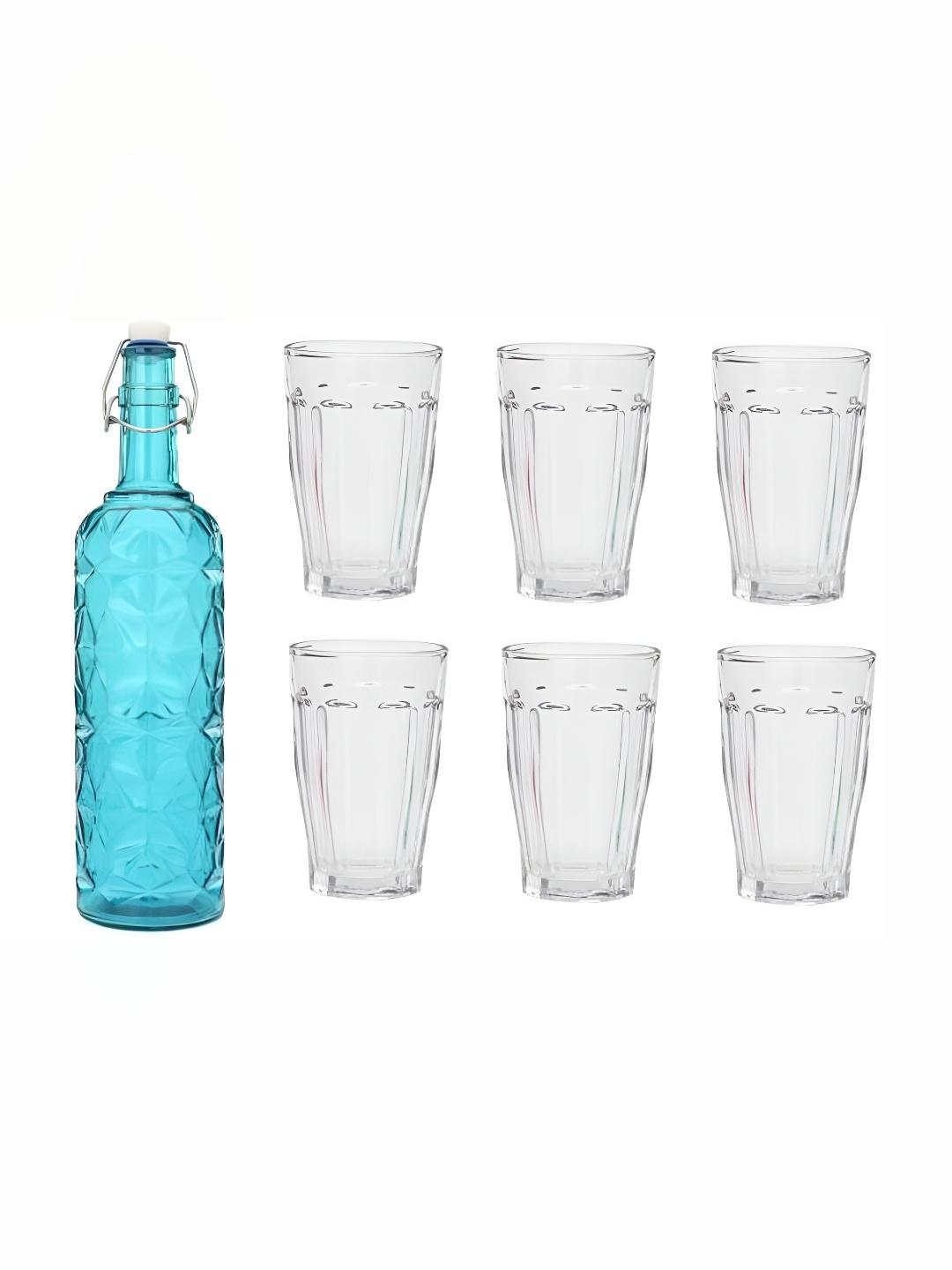 

Afast Blue & Transparent 7Pcs Glass Glasses With Water Bottle