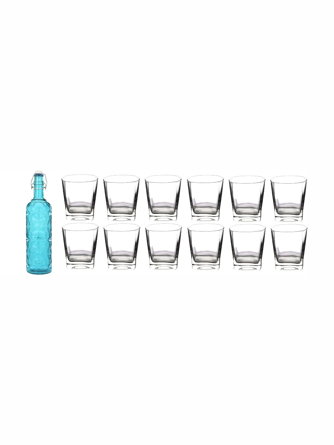 

Afast Blue & Transparent 13Pcs Glass Glasses With Water Bottle