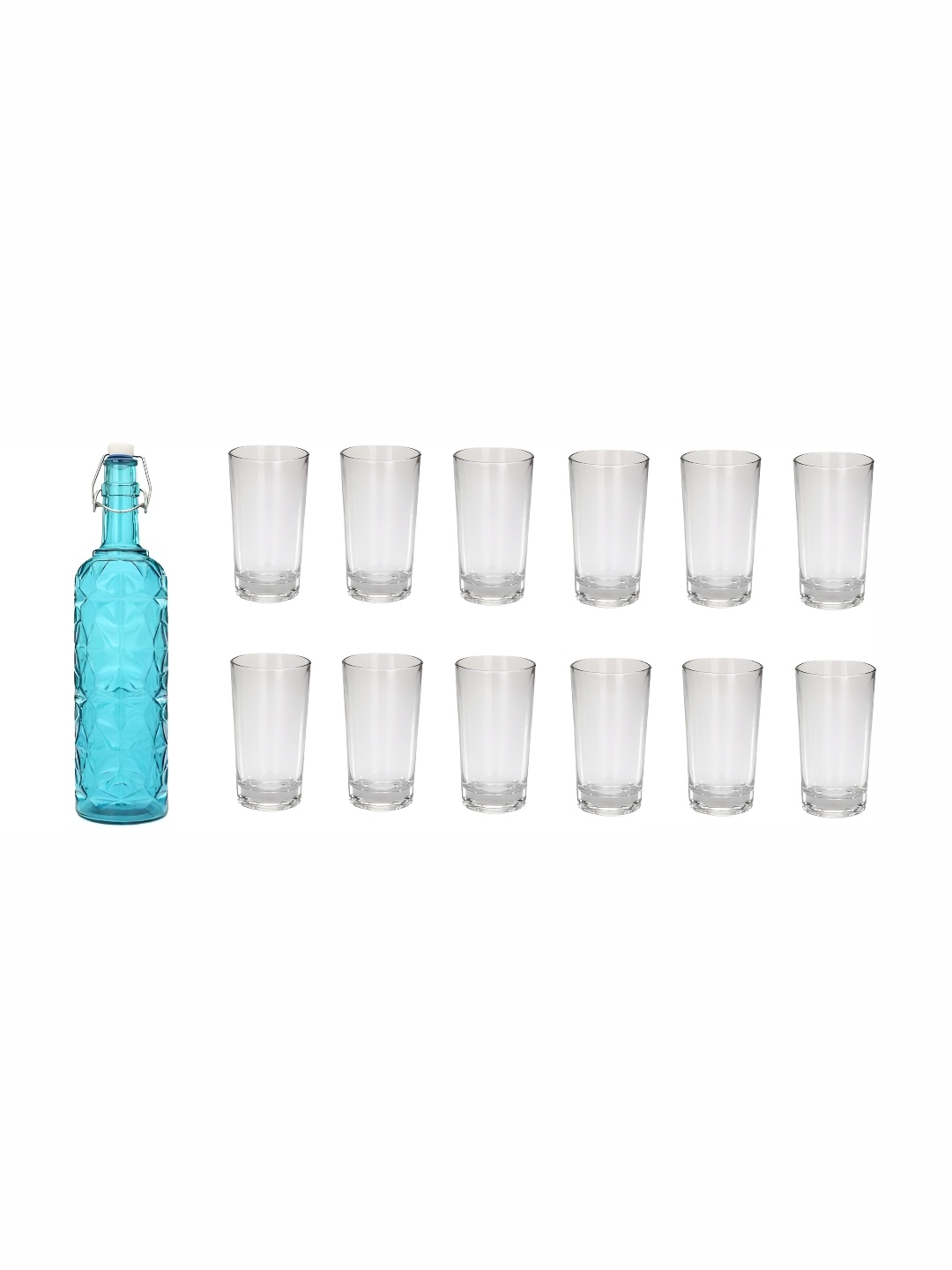 

Afast Blue & Transparent 13Pcs Glass Glasses With Water Bottle