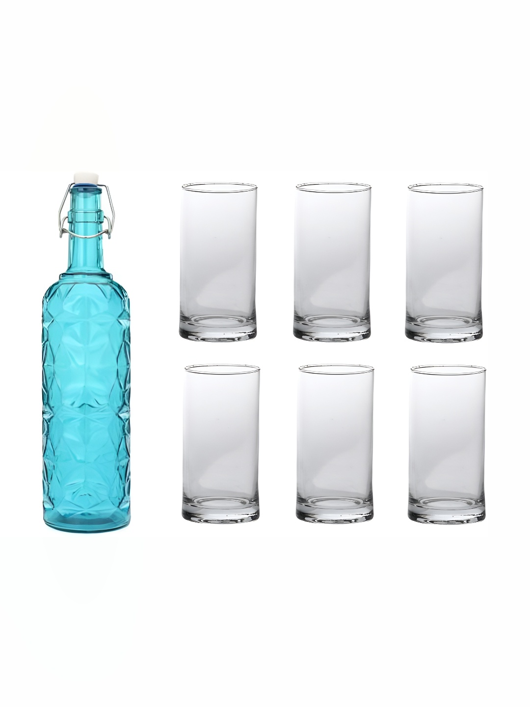 

Afast Blue & Transparent 7 Pieces Water or Juice Glasses With Water Bottle