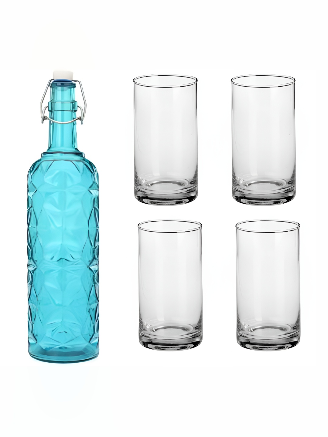 

Afast Blue & Transparent 5 Pieces Water or Juice Glasses With Water Bottle