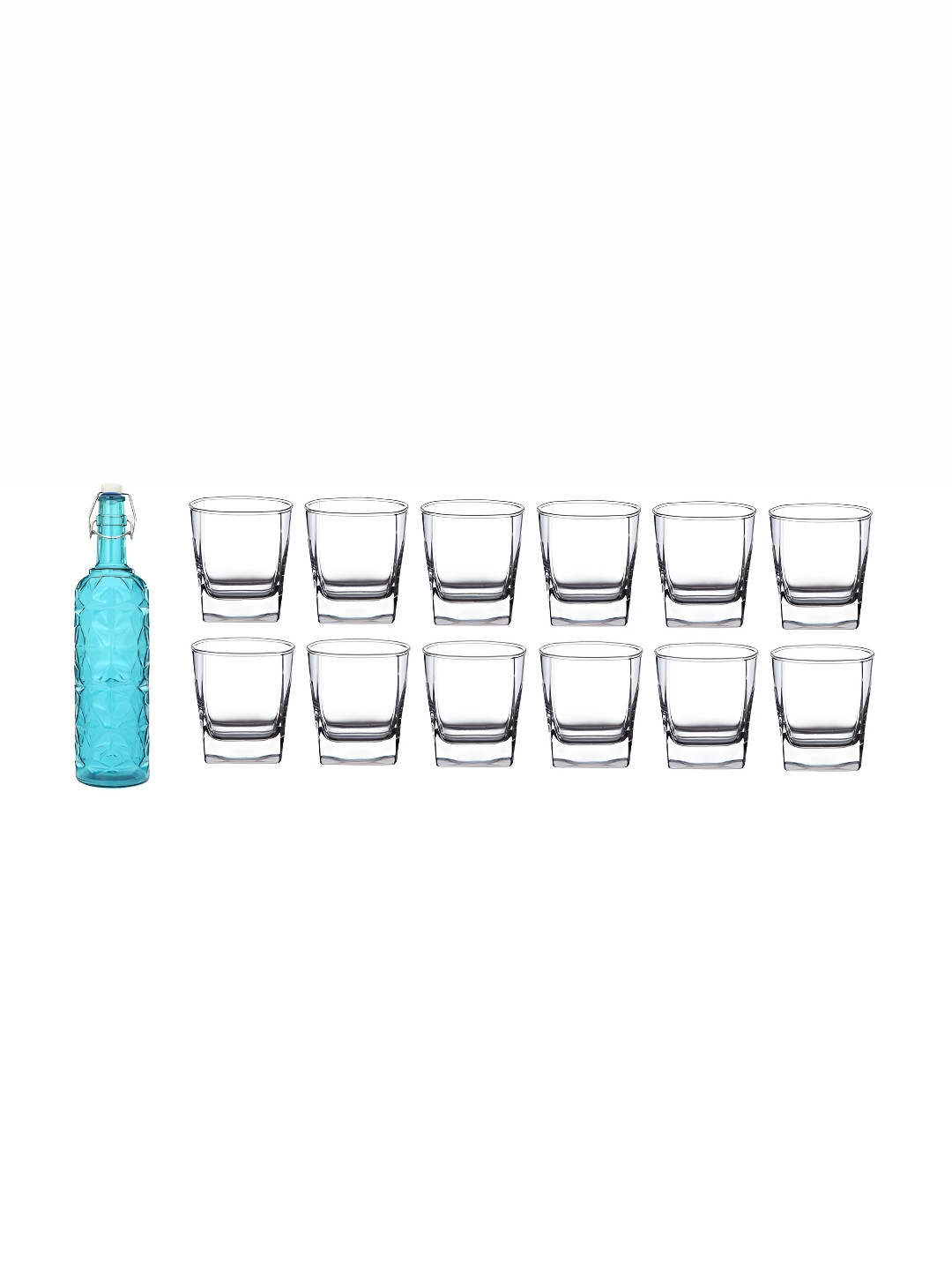 

Afast Blue & Transparent 13 Pieces Whisky Glasses With Water Bottle
