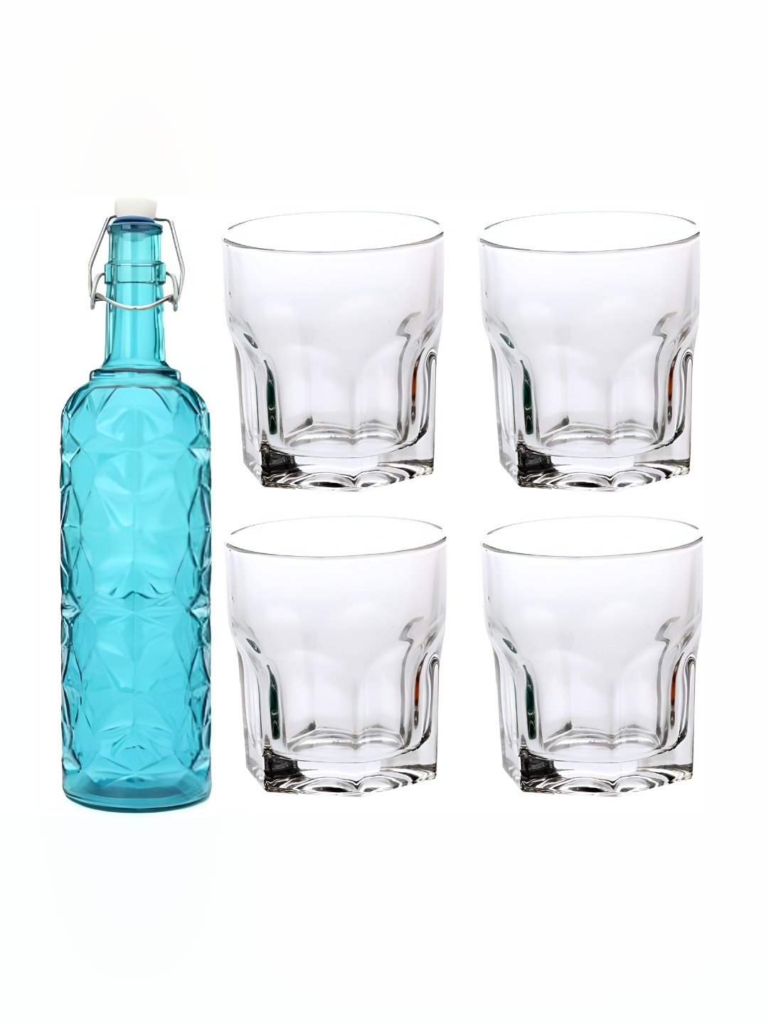 

Afast Blue & Transparent 5 Pieces Whisky Glasses With Water Bottle