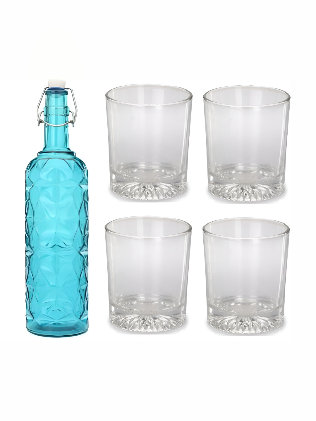 

Afast Blue & Transparent 5 Pieces Whisky Glasses With Water Bottle