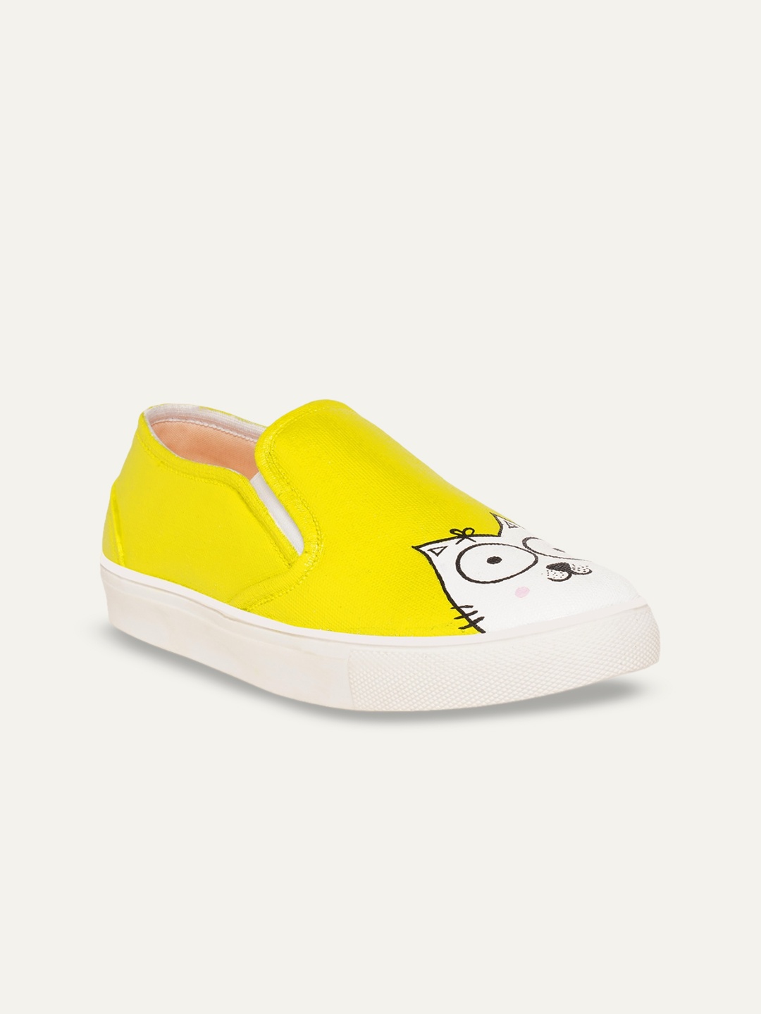 

THE QUIRKY NAARI Women Lime Printed Slip-On Sneakers, Lime green