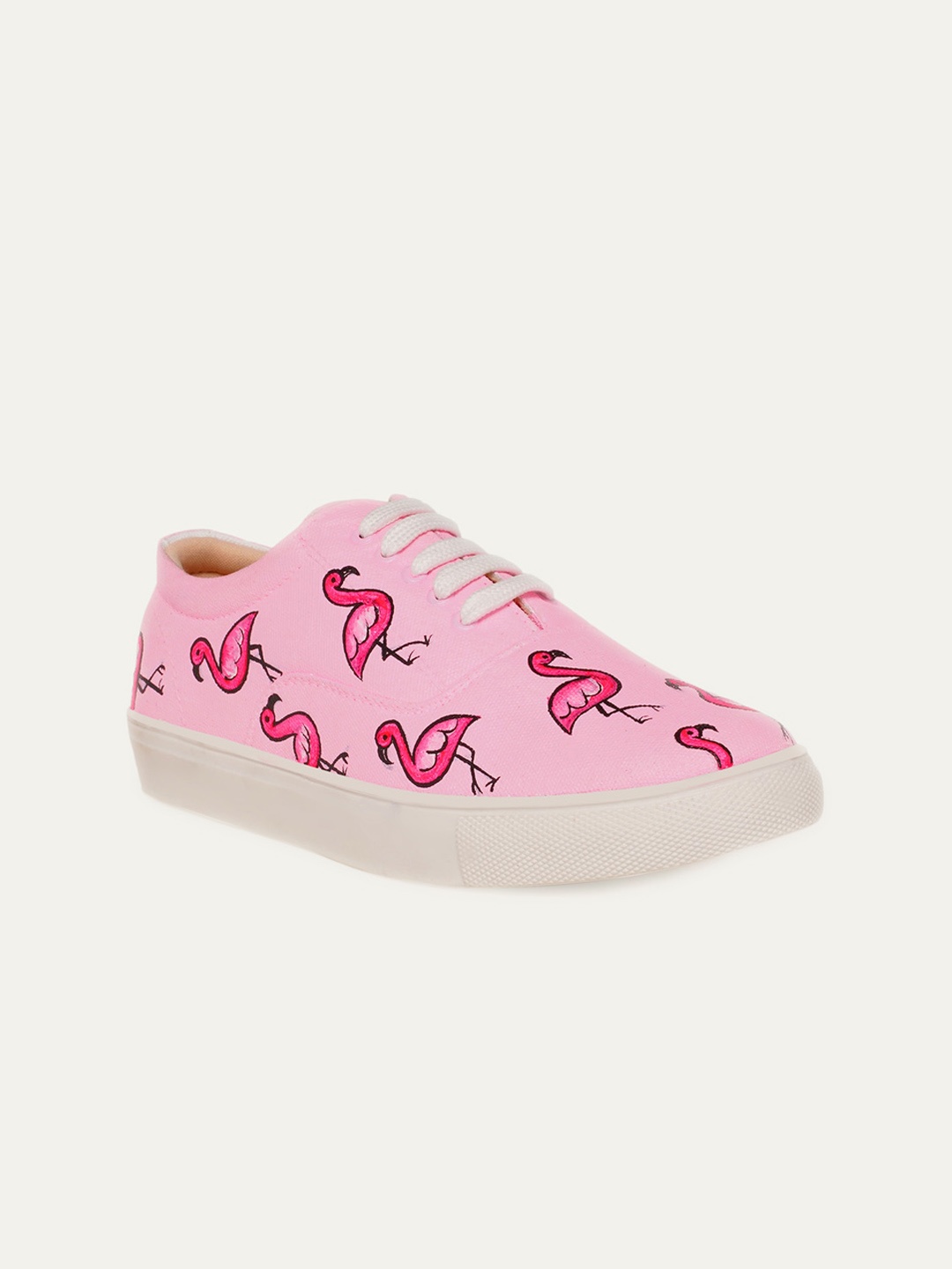 

THE QUIRKY NAARI Women Printed Lace-Up Sneakers, Pink