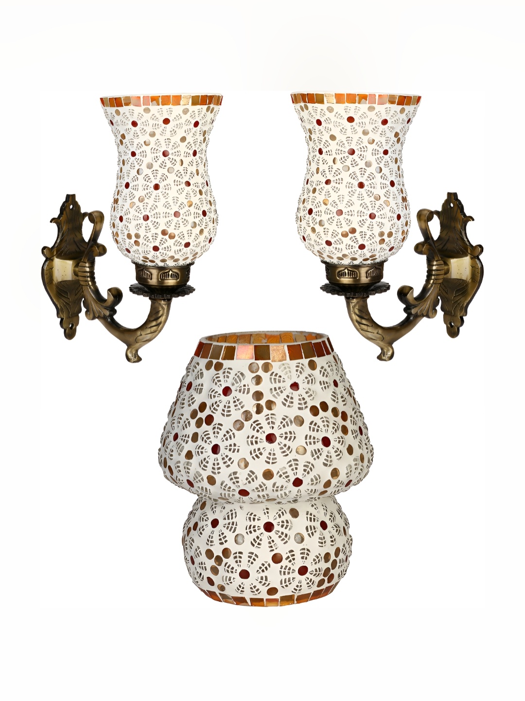 

Afast White & Brown Textured Abstract Shaped Contemporary Glass Wall & Table Lamps