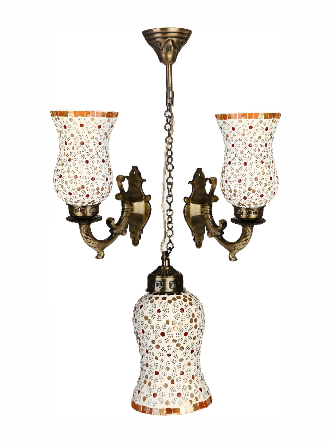

Afast White & Gold Toned 3 Pieces Textured Bell Shaped Glass Wall Lamp