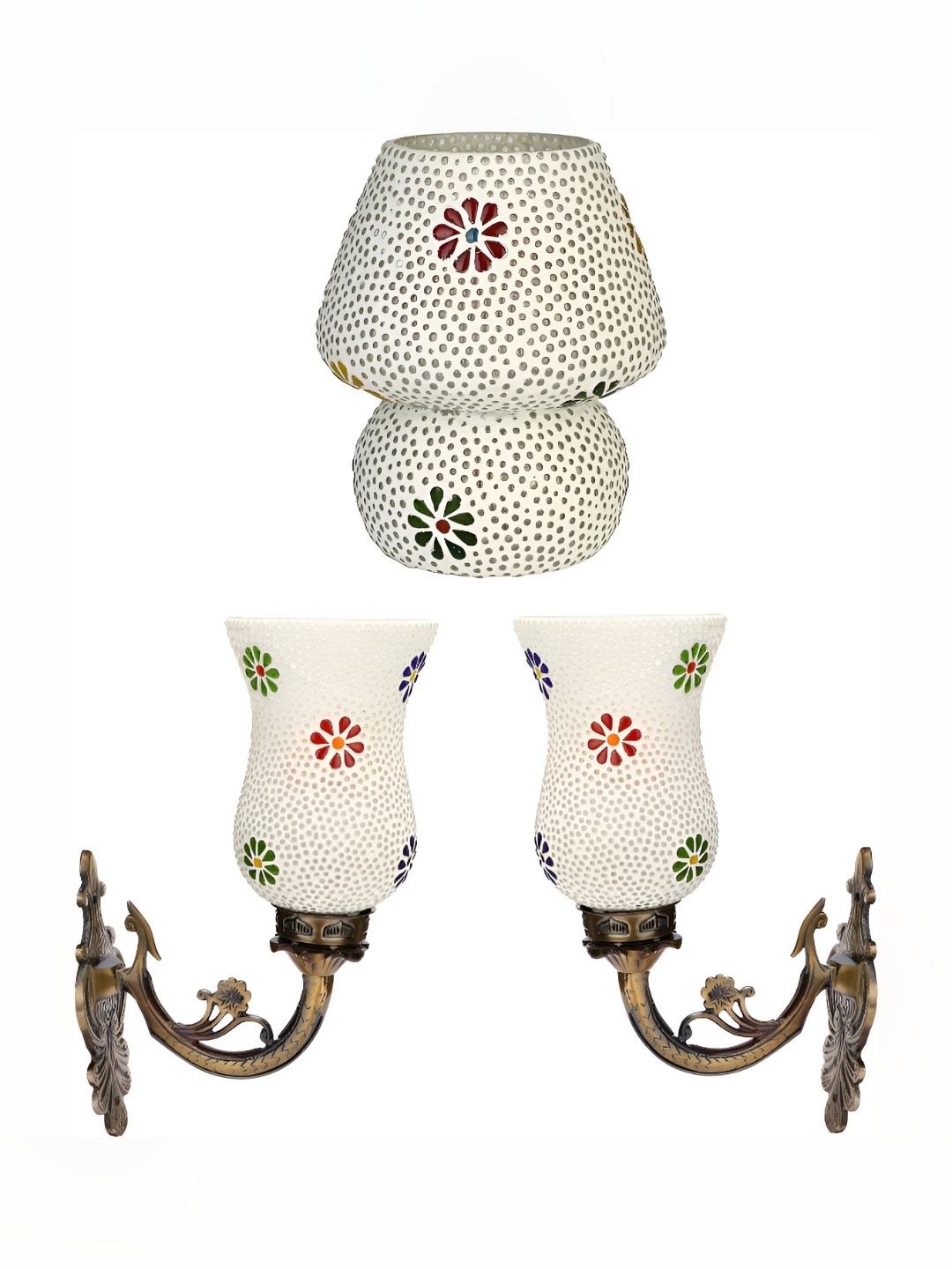 

Afast White & Blue 3 Pieces Textured Bell Shaped Glass Wall Lamp