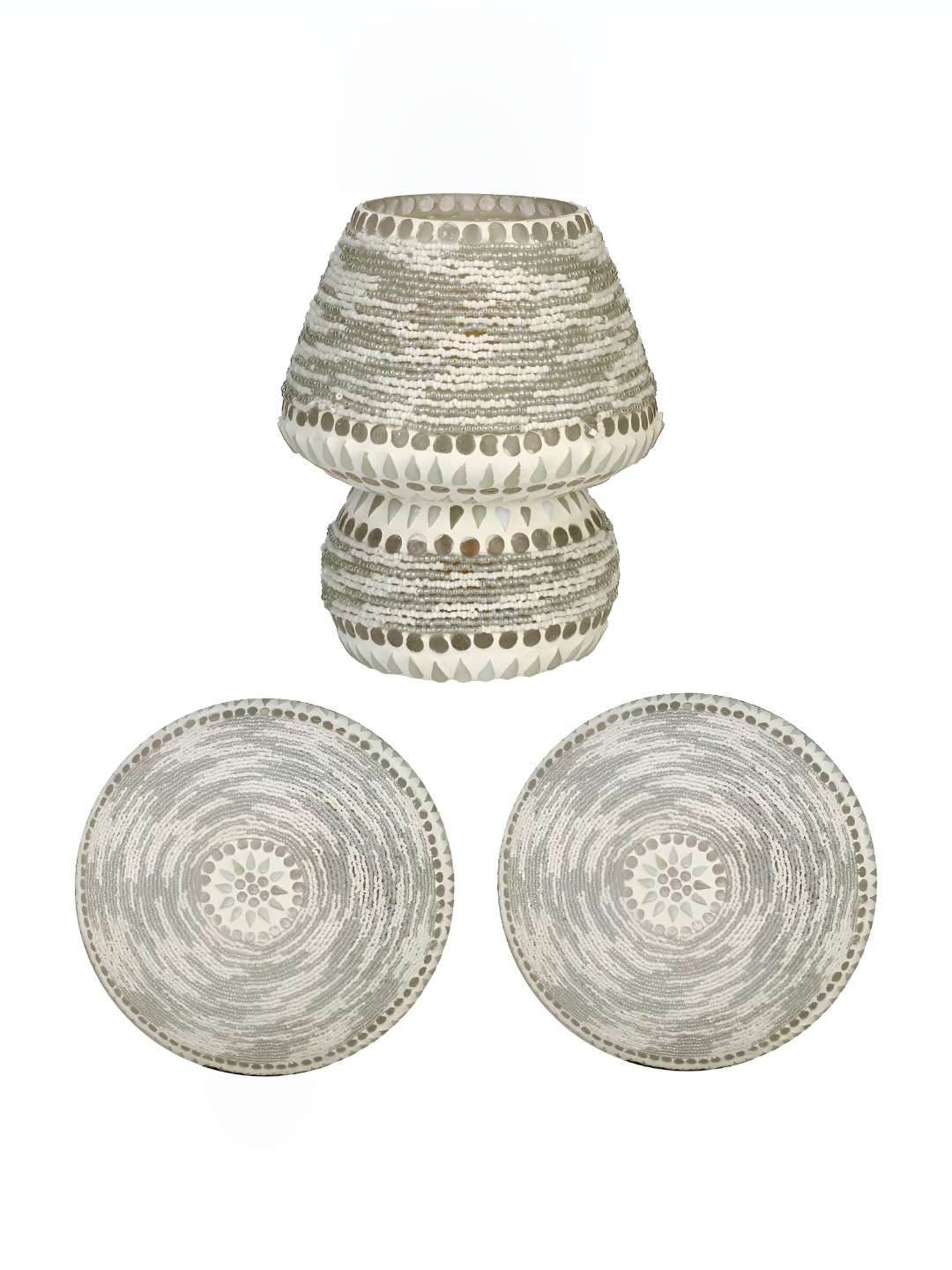 

Afast White & Grey 3 Pieces Textured Semi Sphere Glass Wall Lamp