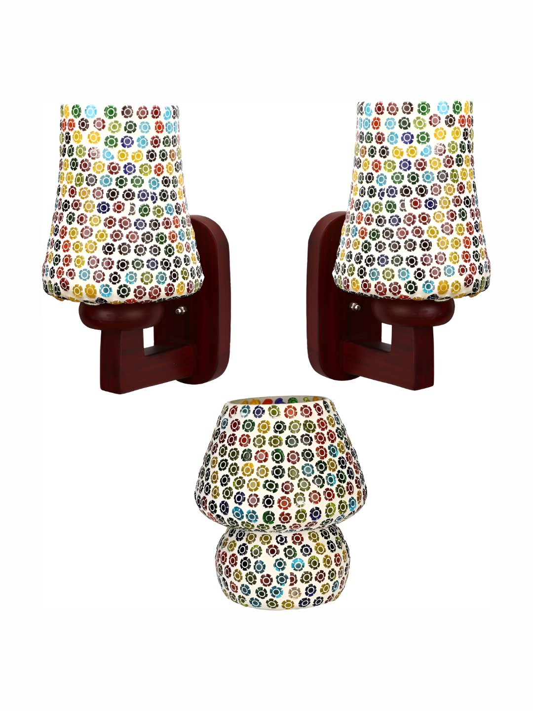 

Afast White & Blue 2 Pieces Textured Bell Shaped Glass Wall Lamp
