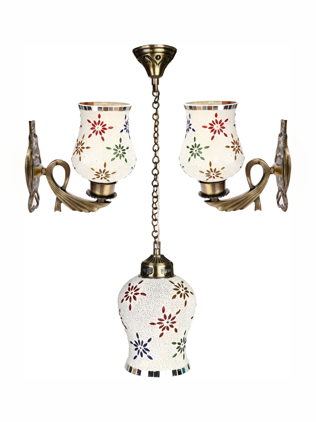 

Afast White & Blue 3 Pieces Textured Bell Shaped Glass Wall Lamp