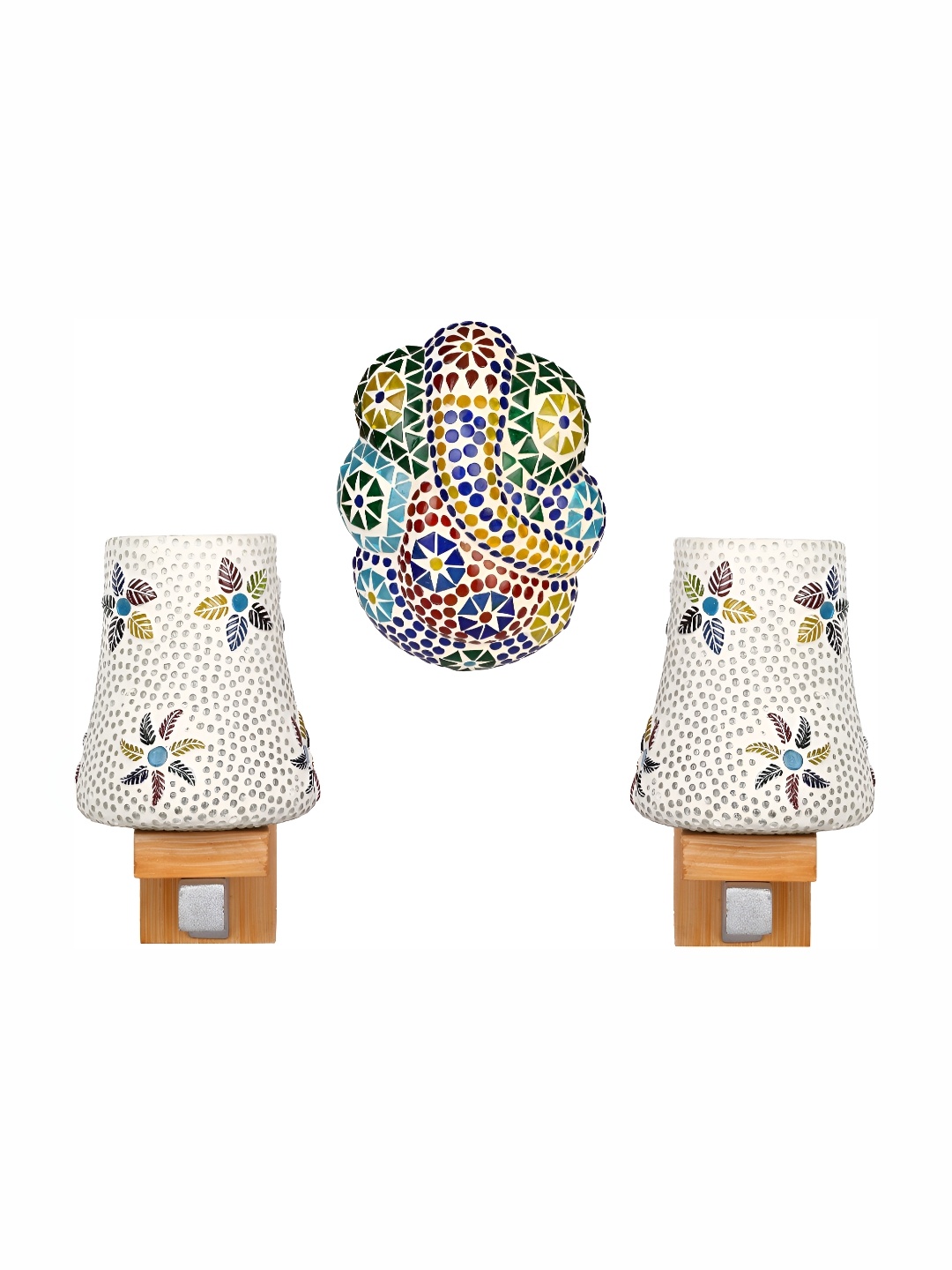 

Afast White & Green 3 Pieces Textured Abstract Shaped Contemporary Glass Wall Lamps