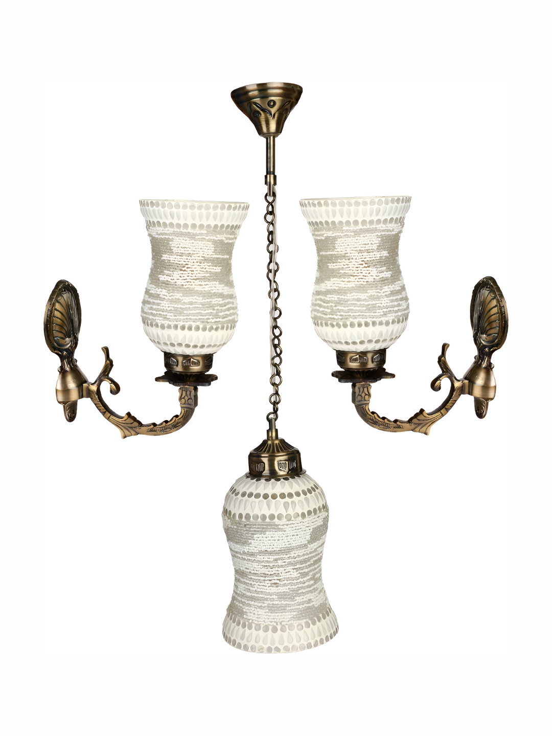 

Afast White & Grey 3 Pieces Textured Bell Shaped Glass Wall Lamp