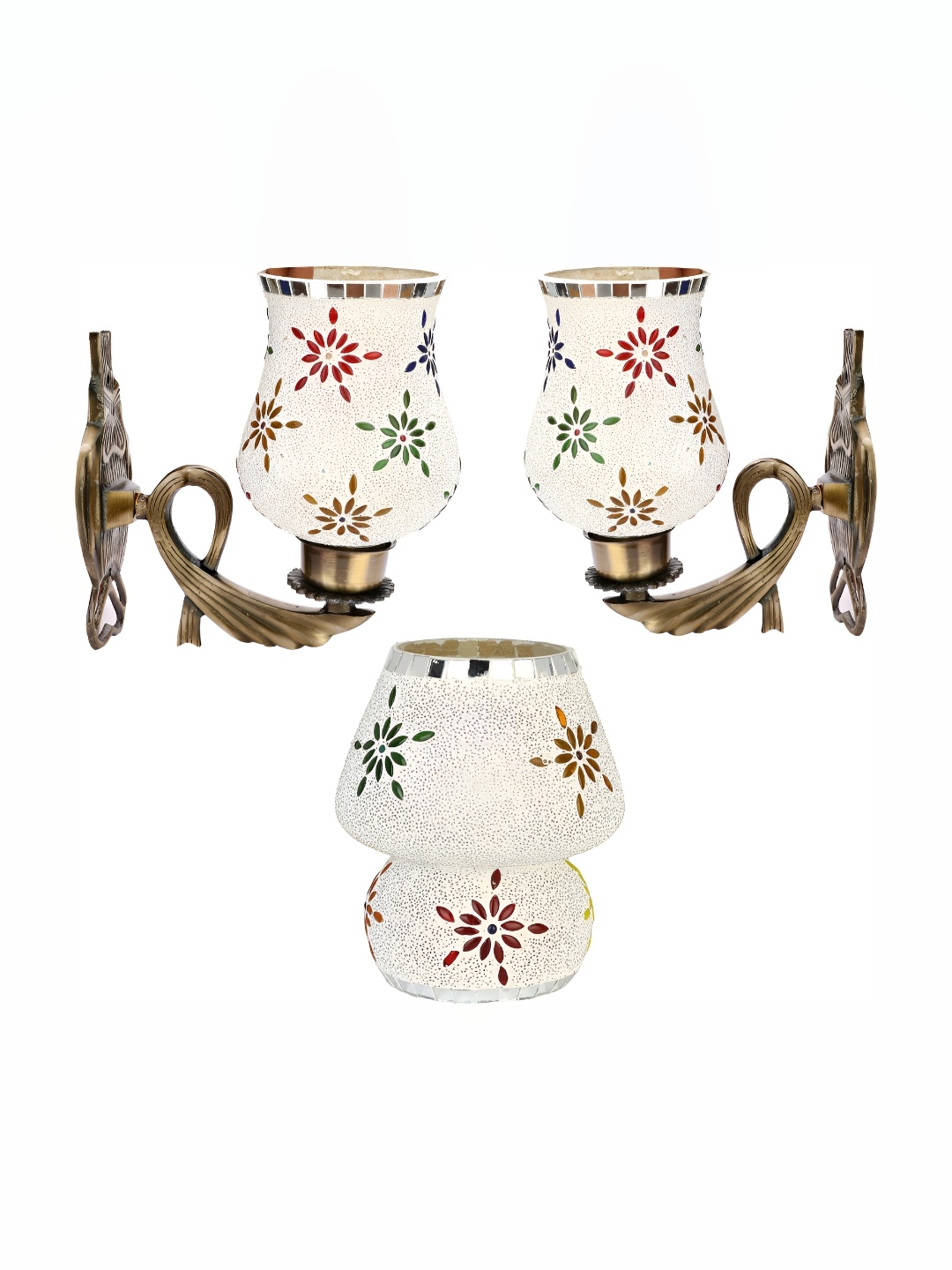 

Afast White & Blue 3 Pieces Textured Bell Shaped Glass Wall Lamp