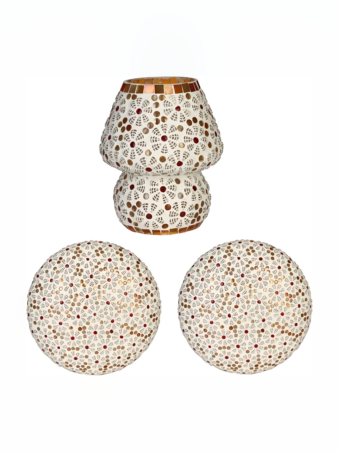 

Afast White & Gold Toned 3 Pieces Semi Sphere Glass Wall Lamp