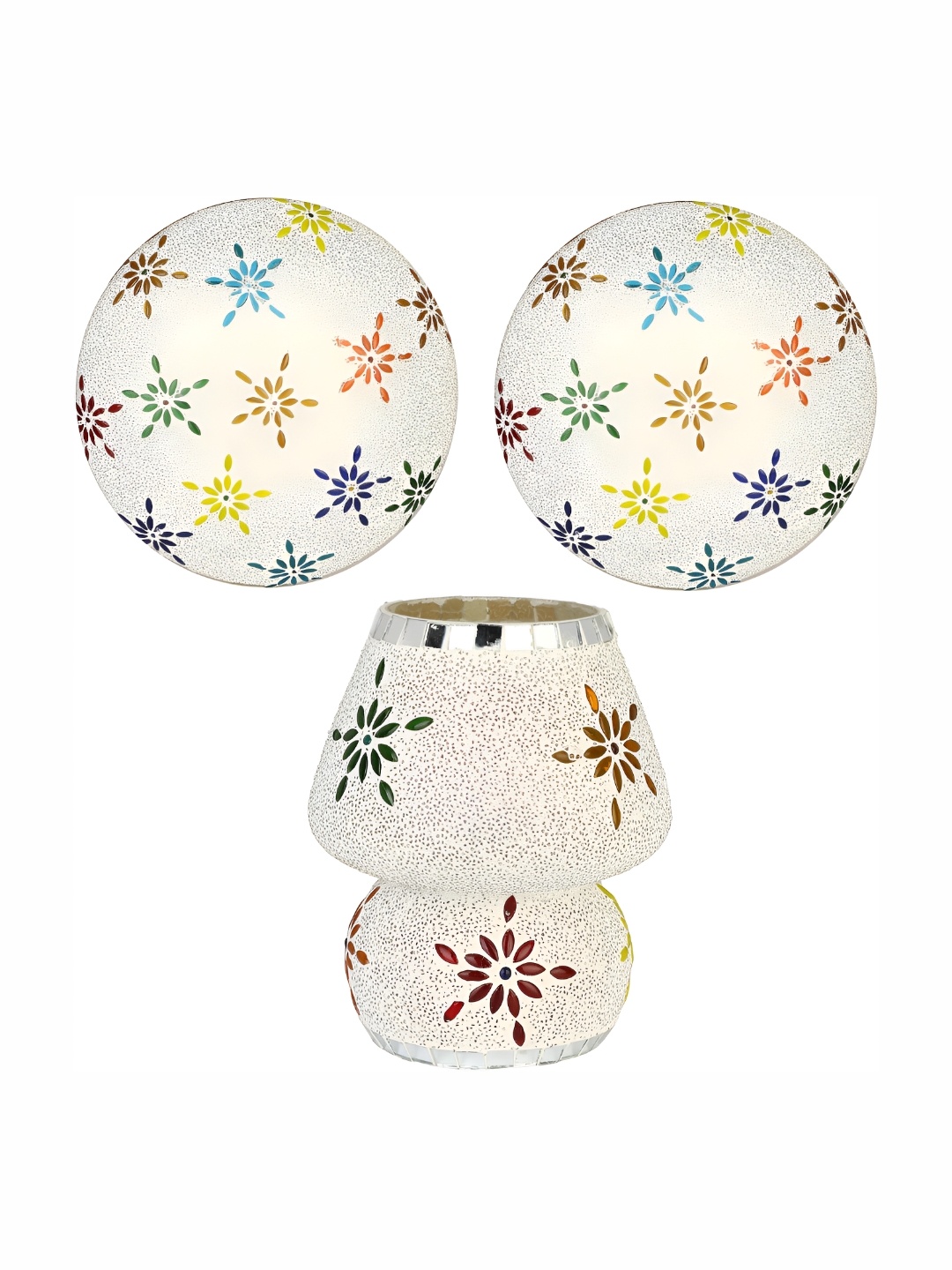 

Afast White & Blue 3 Pieces Textured Spherical Glass Wall Lamp